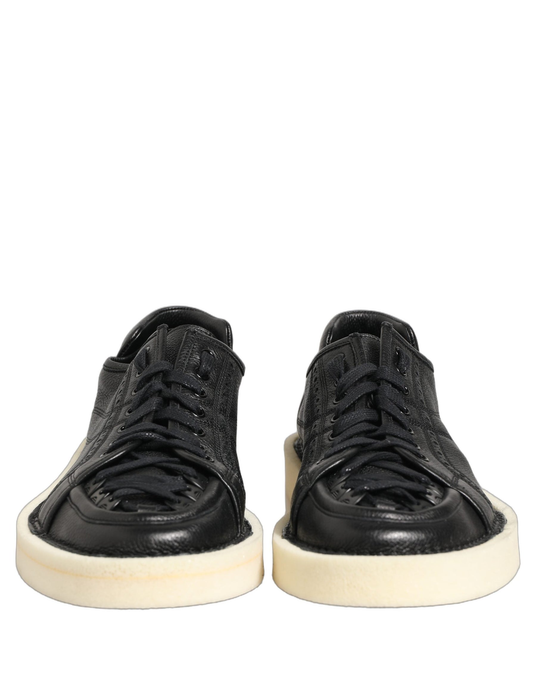 Dolce & Gabbana Black Leather Lace Up Low Top Sneakers Shoes | Regal Royce