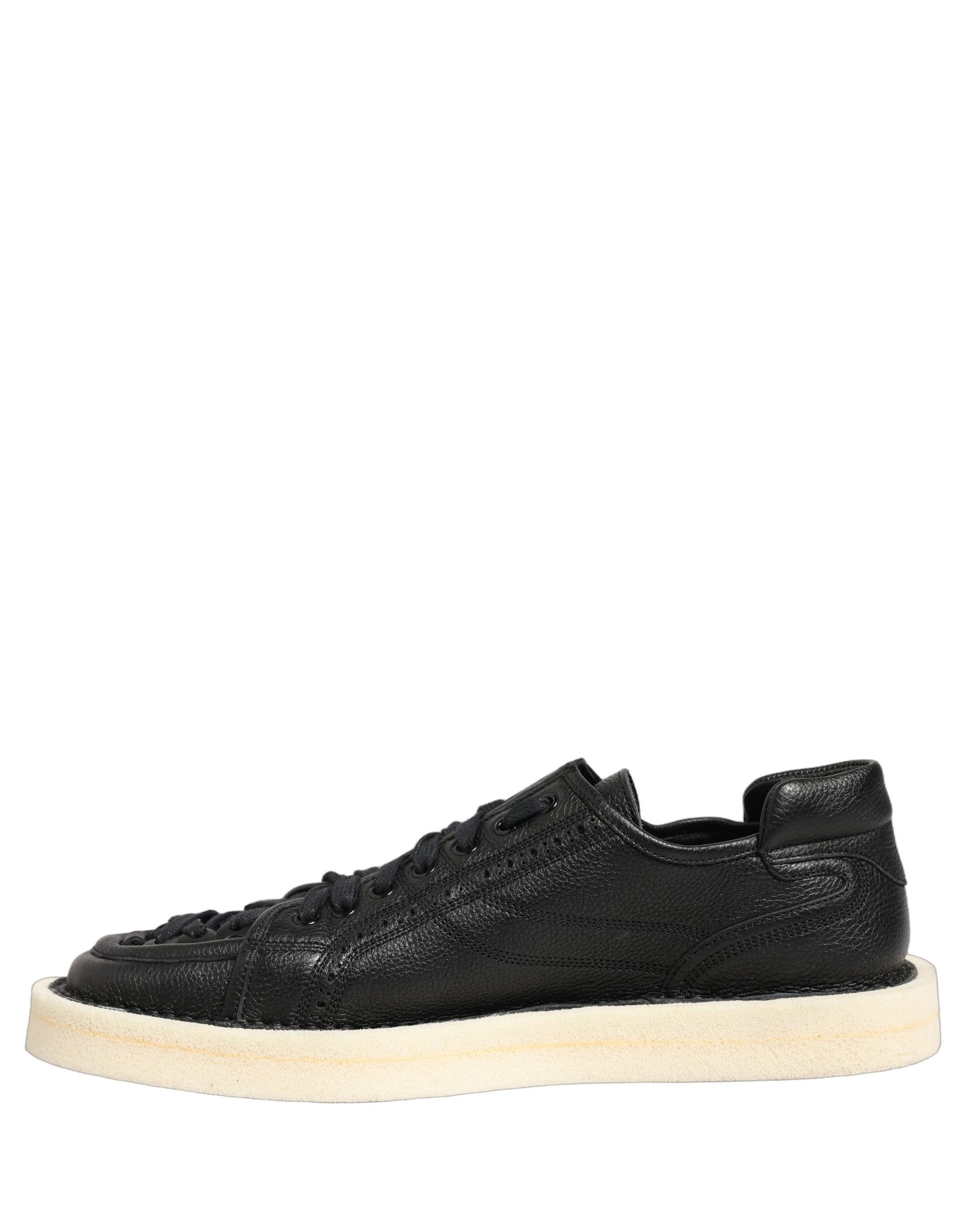 Dolce & Gabbana Black Leather Lace Up Low Top Sneakers Shoes | Regal Royce