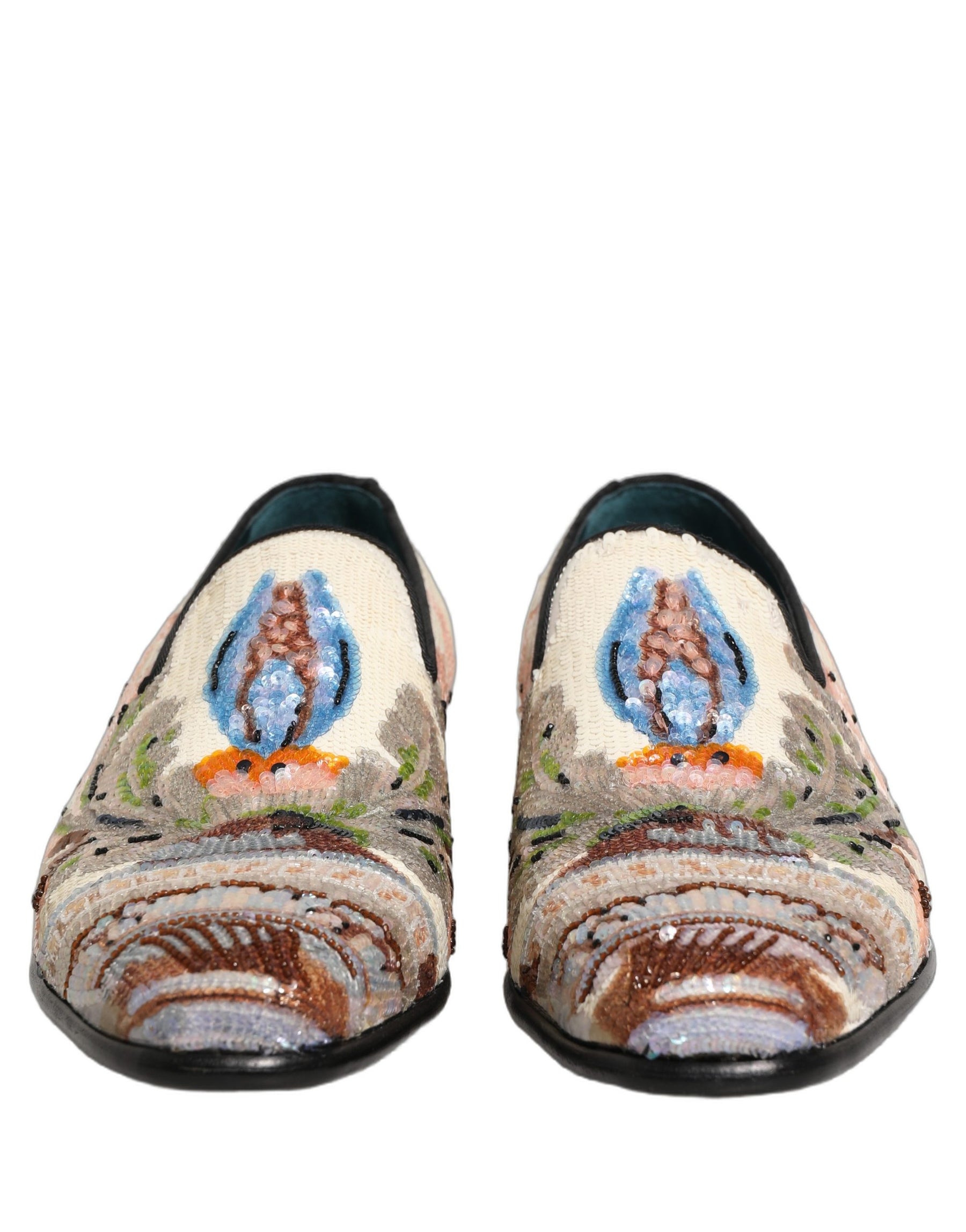 Dolce & Gabbana Multicolor Sequin Embroidered Loafers Shoes | Regal Royce