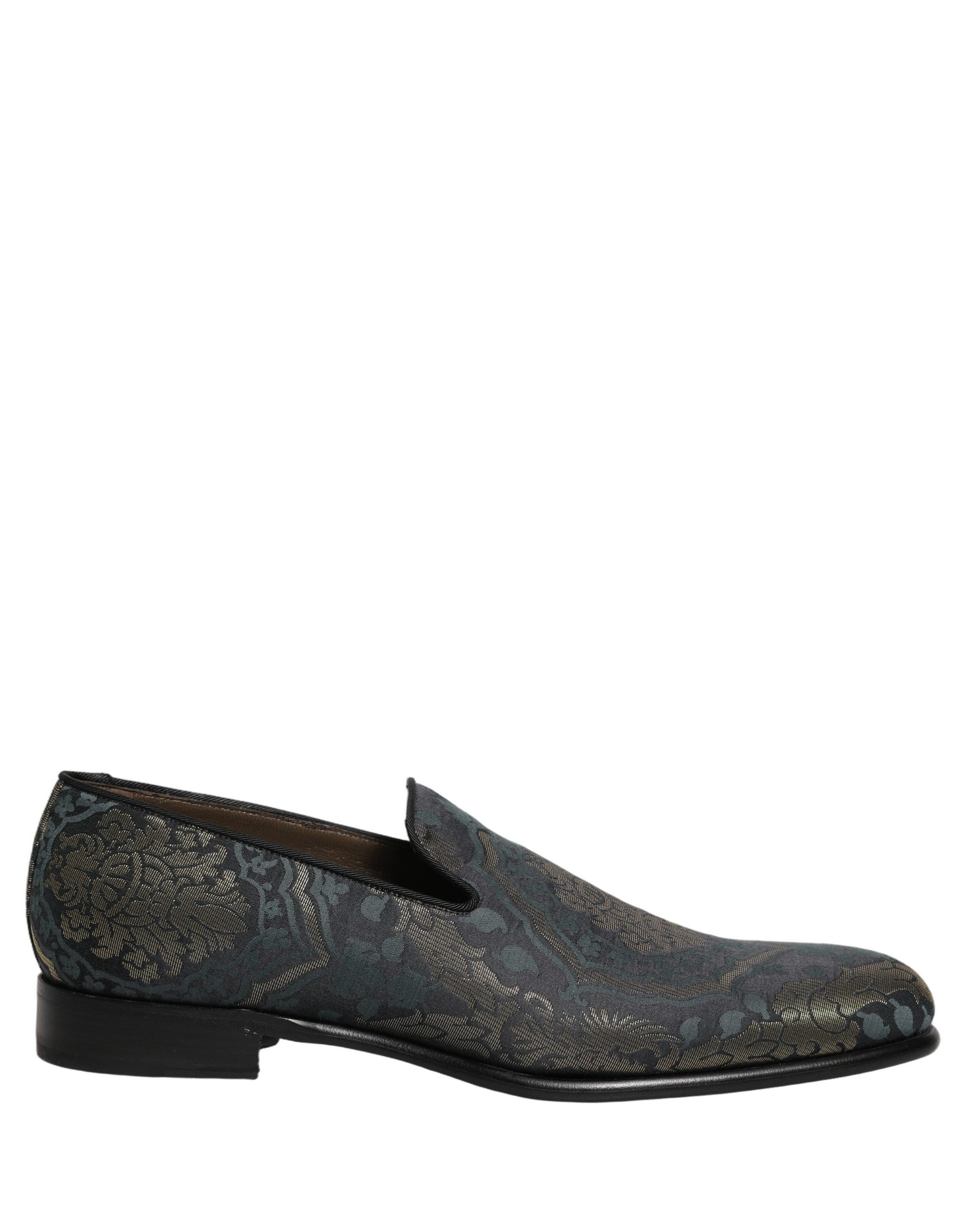 Dolce & Gabbana Black Floral Brocade Slip On Loafers Shoes | Regal Royce