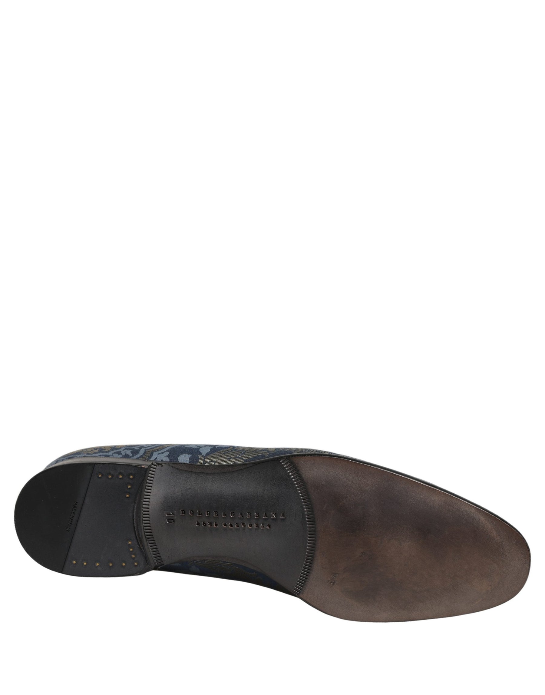Dolce & Gabbana Blue Floral Brocade Slip On Loafers Shoes | Regal Royce