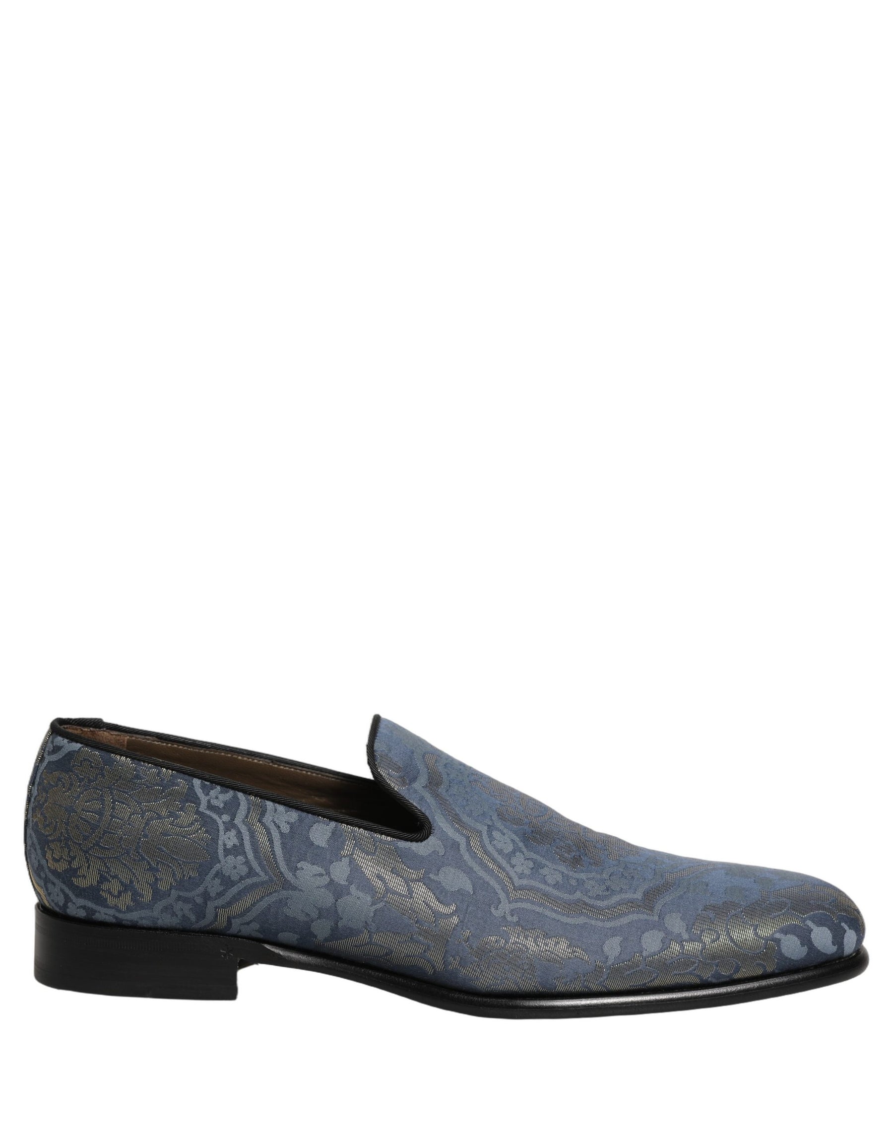 Dolce & Gabbana Blue Floral Brocade Slip On Loafers Shoes | Regal Royce