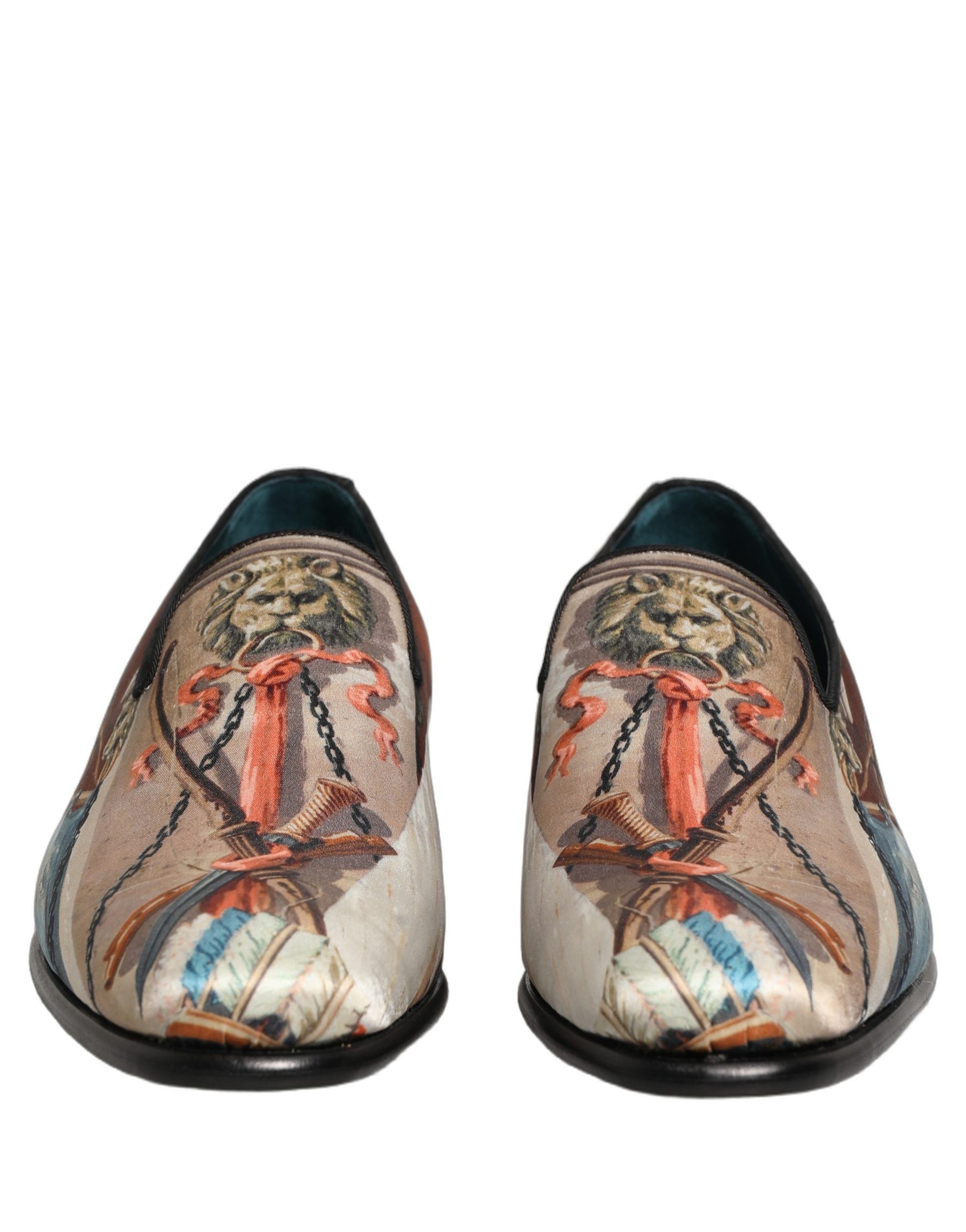Dolce & Gabbana Multicolor Lion Print Slip On Loafers Shoes | Regal Royce
