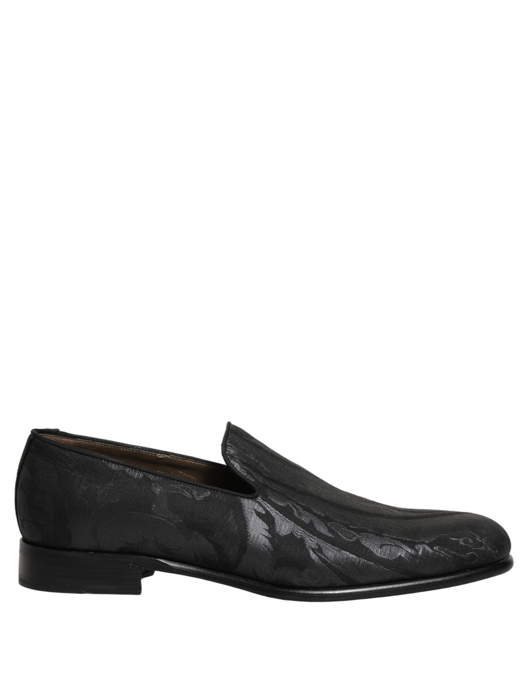 Dolce & Gabbana Black Brocade Men Slip On Dress Loafers Shoes | Regal Royce