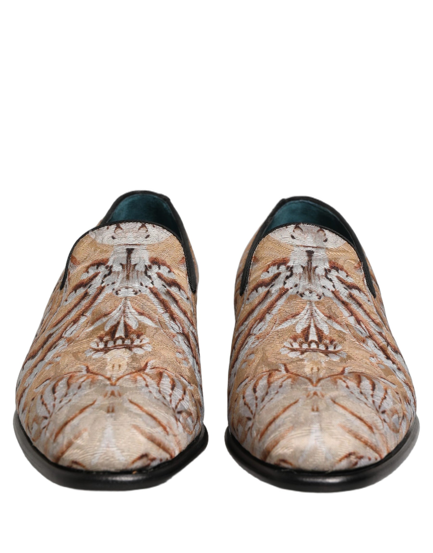 Dolce & Gabbana Beige Brocade Men Slip On Dress Loafers Shoes | Regal Royce