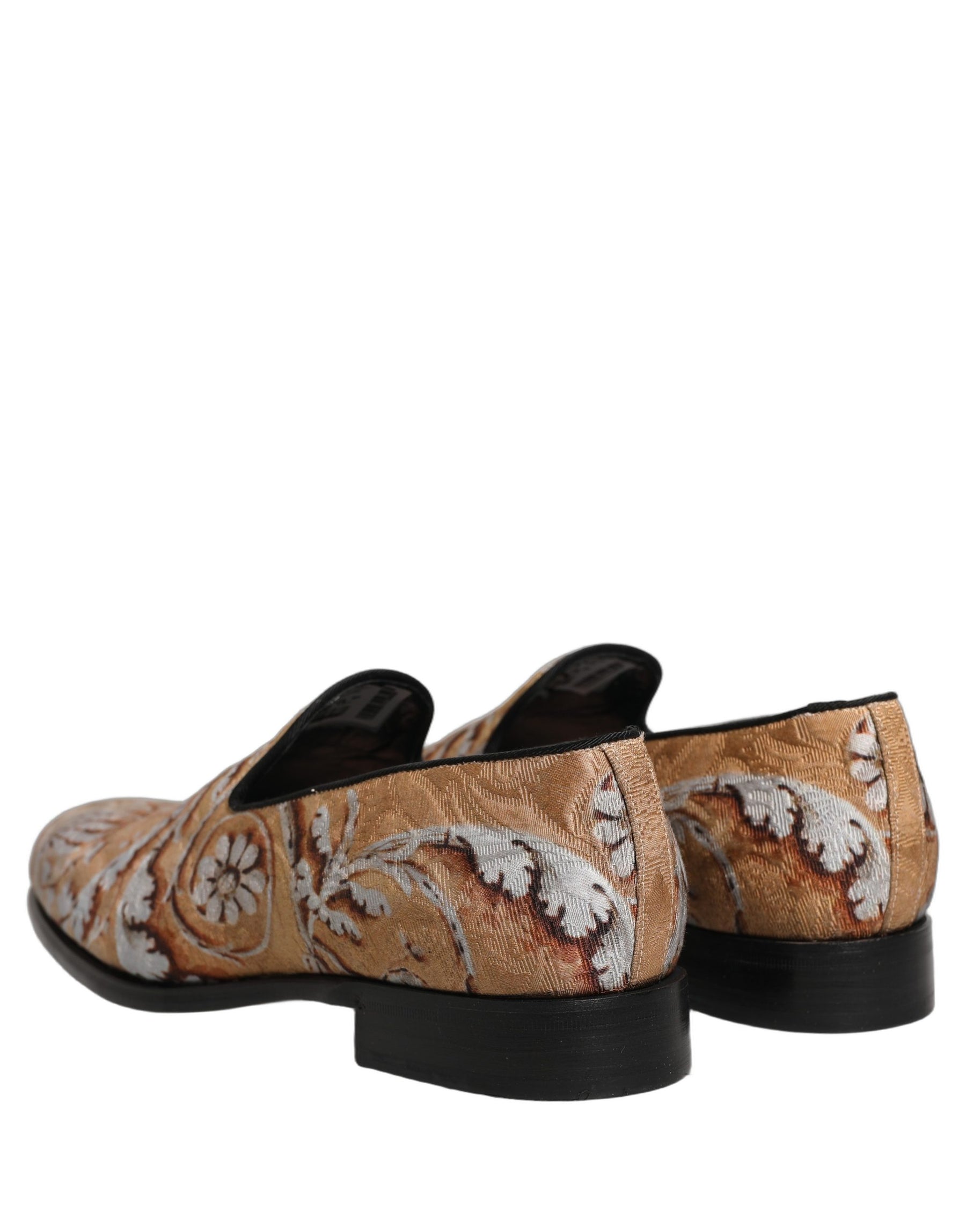Dolce & Gabbana Beige Brocade Men Slip On Dress Loafers Shoes | Regal Royce