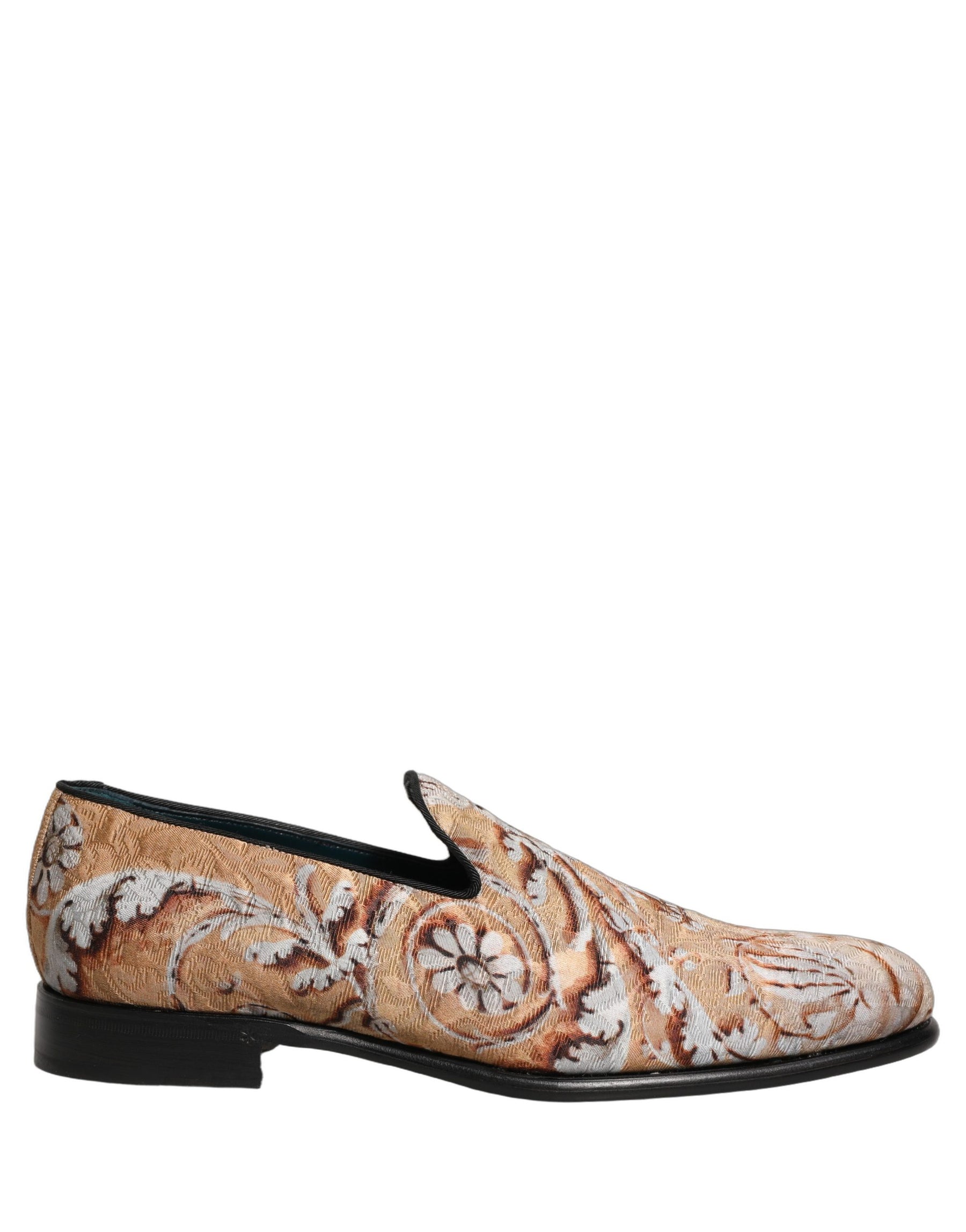 Dolce & Gabbana Beige Brocade Men Slip On Dress Loafers Shoes | Regal Royce