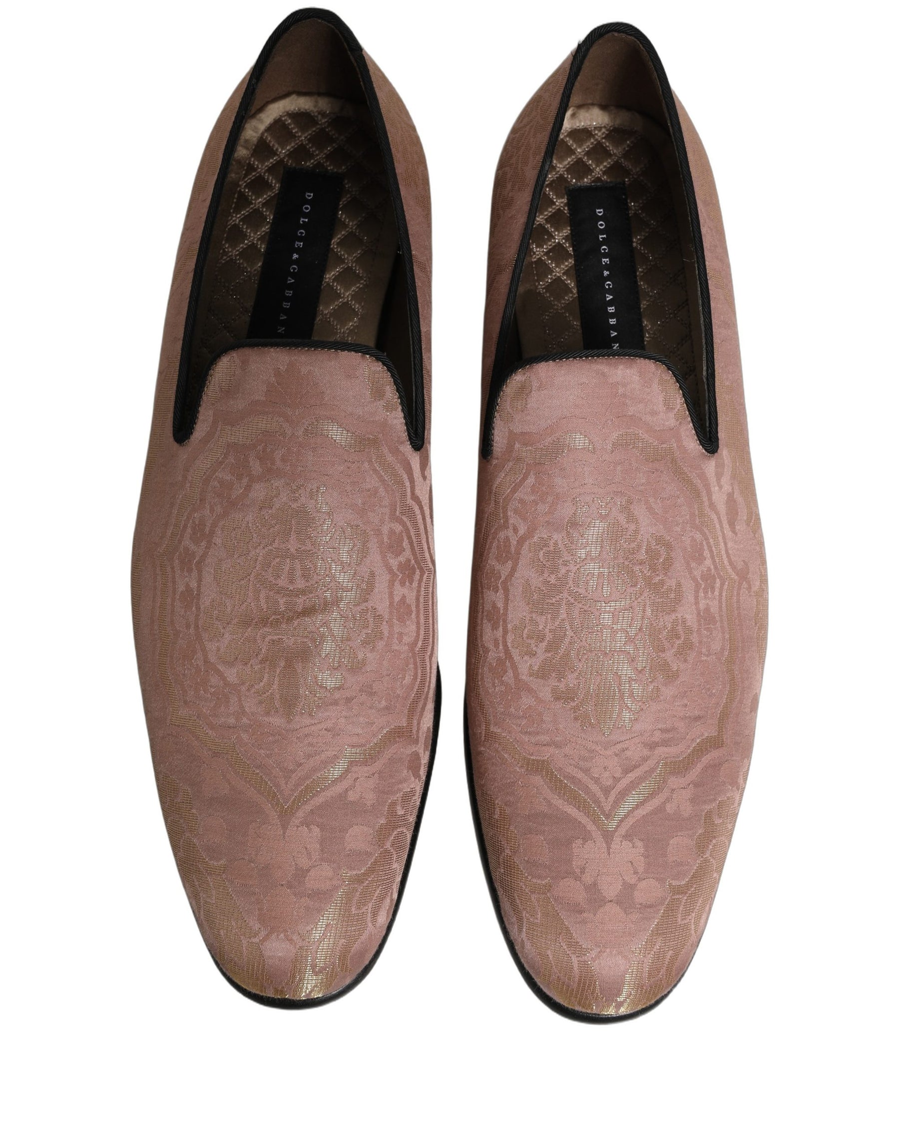 Dolce & Gabbana Pink Brocade Men Slip On Dress Loafers Shoes | Regal Royce