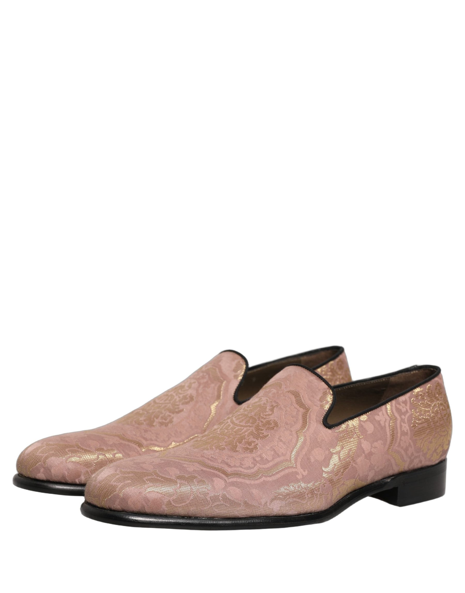 Dolce & Gabbana Pink Brocade Men Slip On Dress Loafers Shoes | Regal Royce