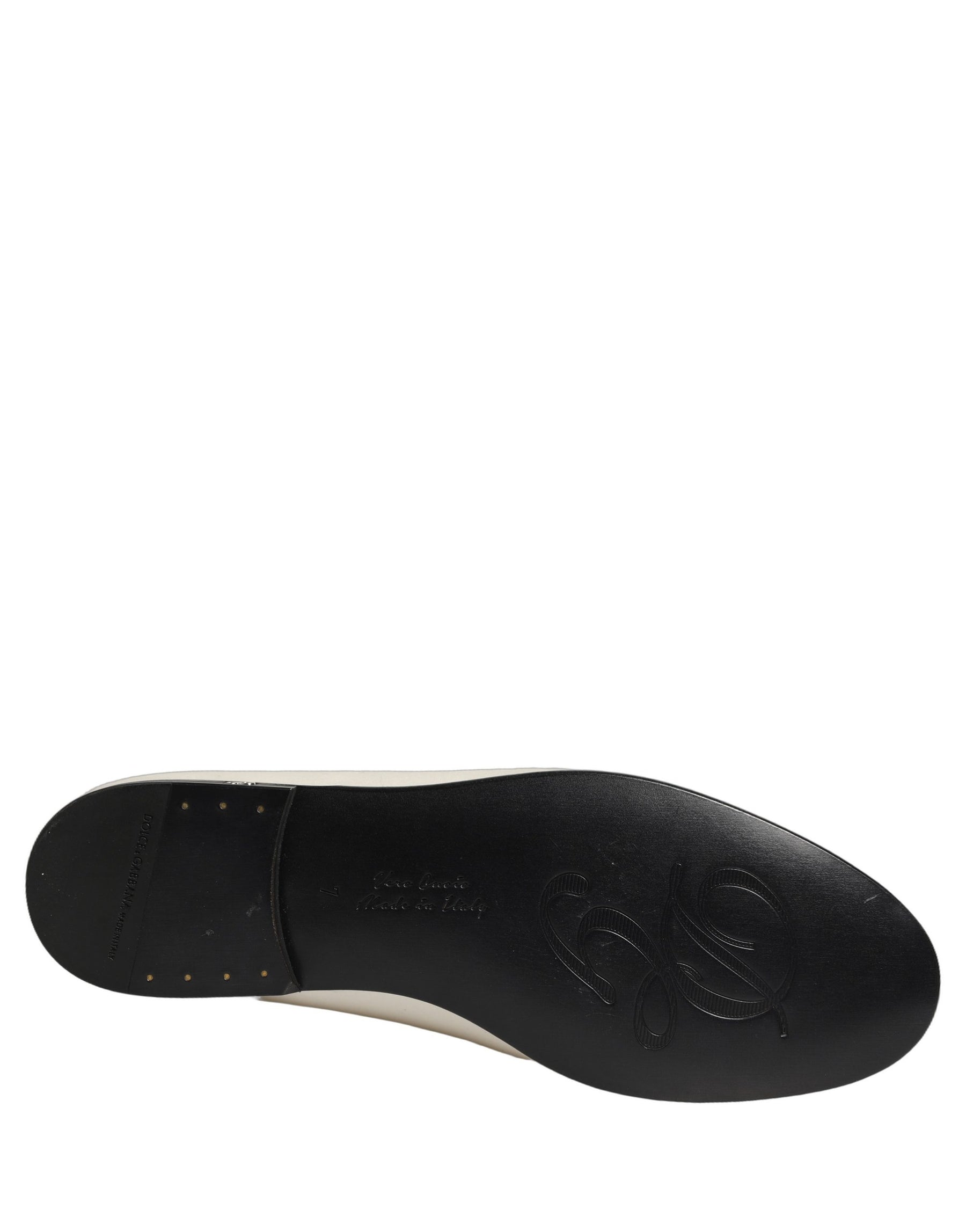 Dolce & Gabbana White Satin Logo Slip On Flats Loafers Shoes | Regal Royce