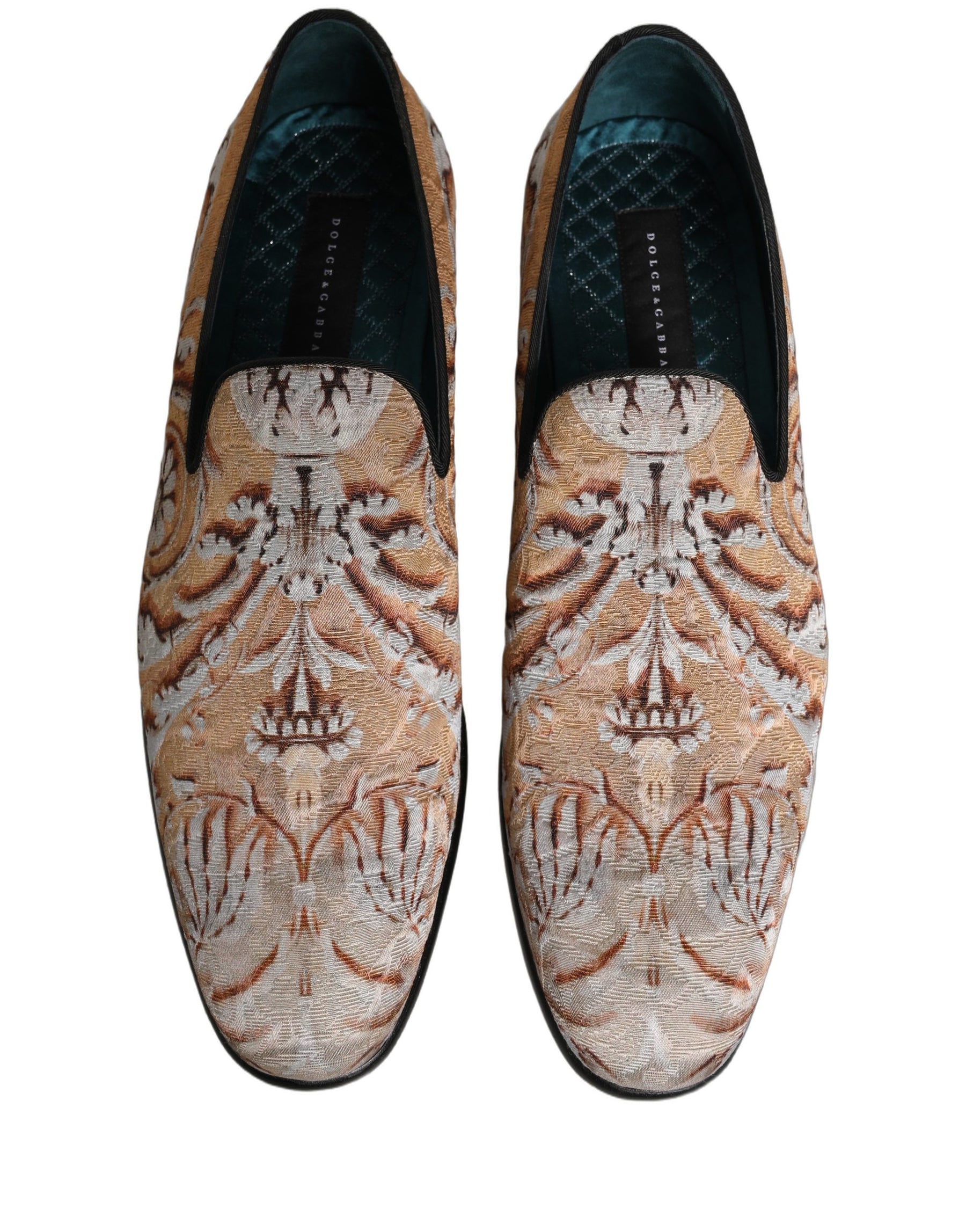 Dolce & Gabbana Gold Brocade Baroque Men Loafers Shoes | Regal Royce