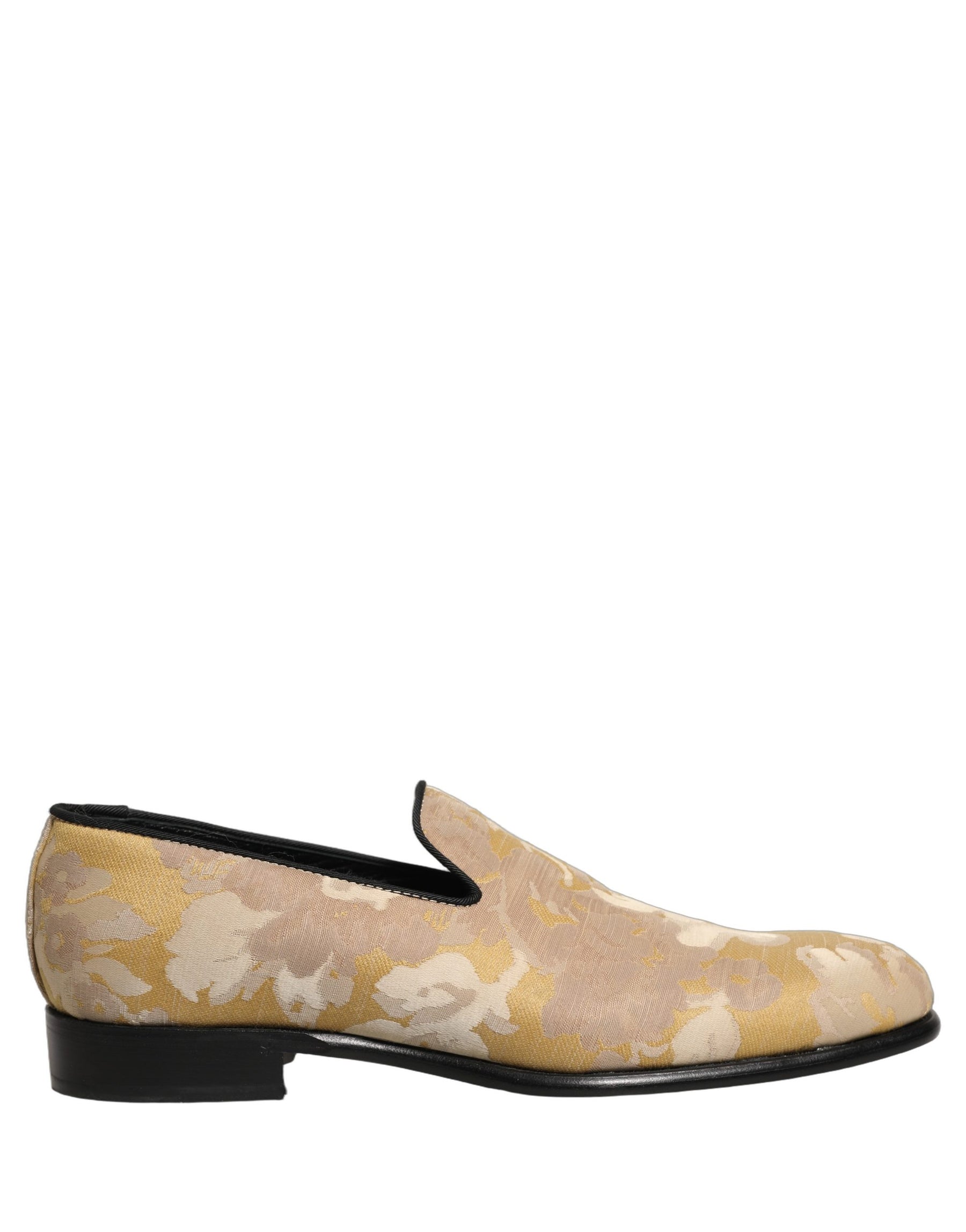 Dolce & Gabbana Gold Floral Print Jacquard Men Loafers Shoes | Regal Royce