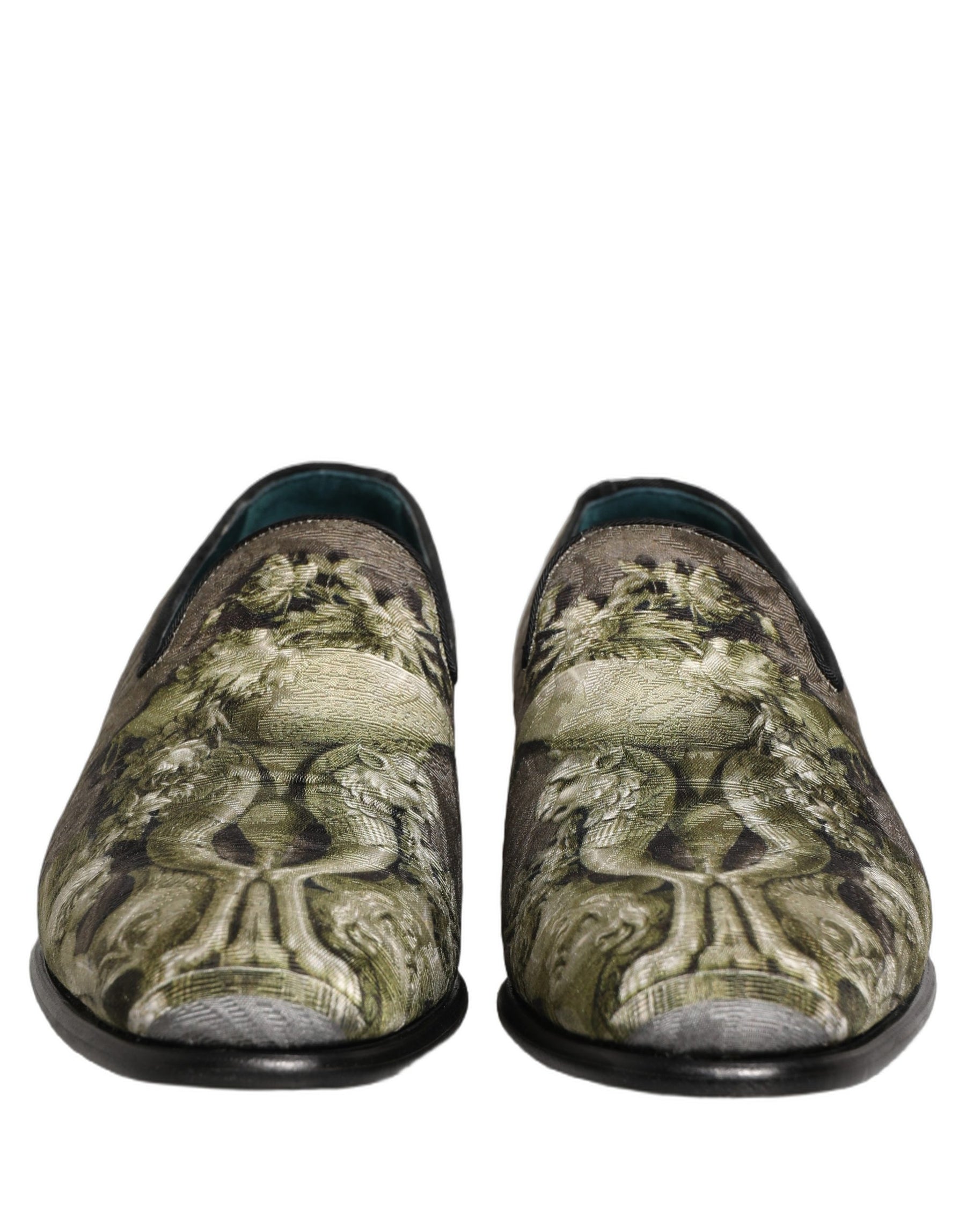 Dolce & Gabbana Brown Baroque Print Slip On Loafers Shoes | Regal Royce