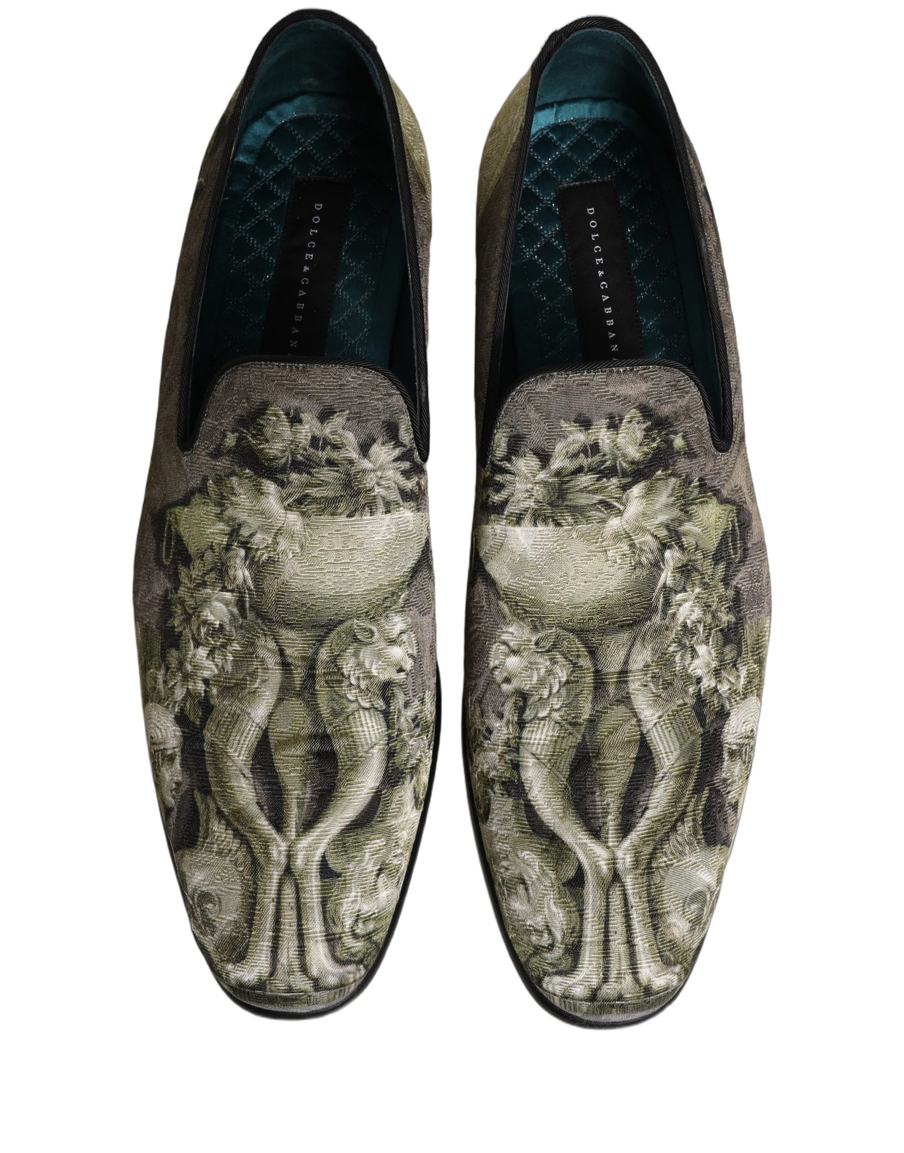 Dolce & Gabbana Brown Baroque Print Slip On Loafers Shoes | Regal Royce