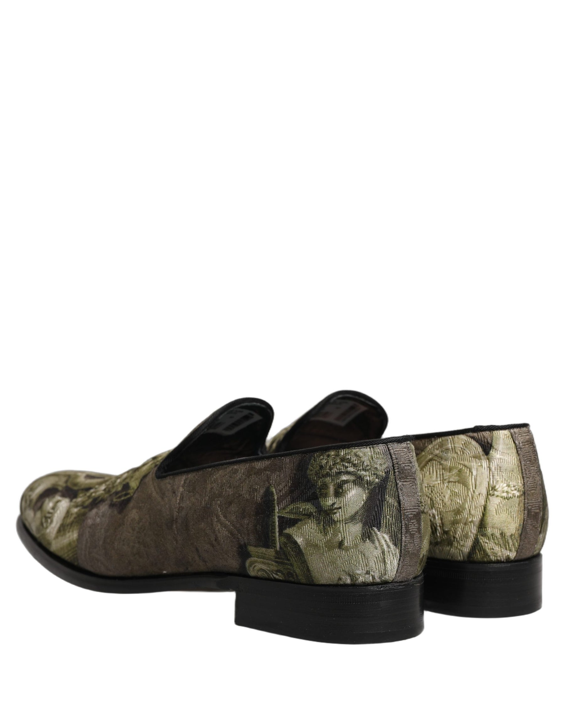 Dolce & Gabbana Brown Baroque Print Slip On Loafers Shoes | Regal Royce