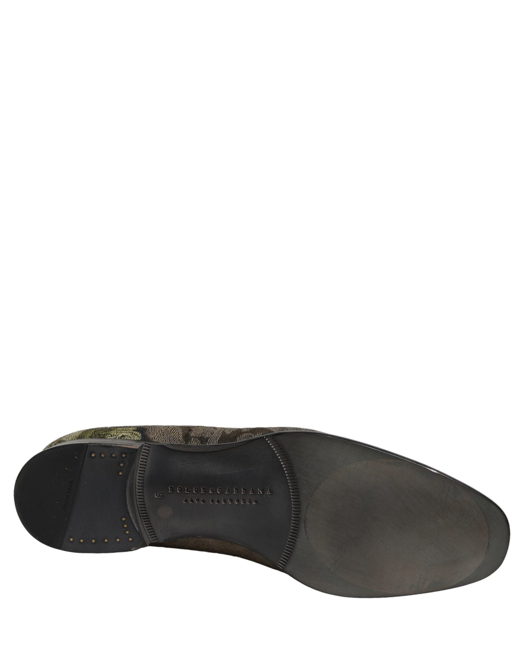 Dolce & Gabbana Brown Baroque Print Slip On Loafers Shoes | Regal Royce
