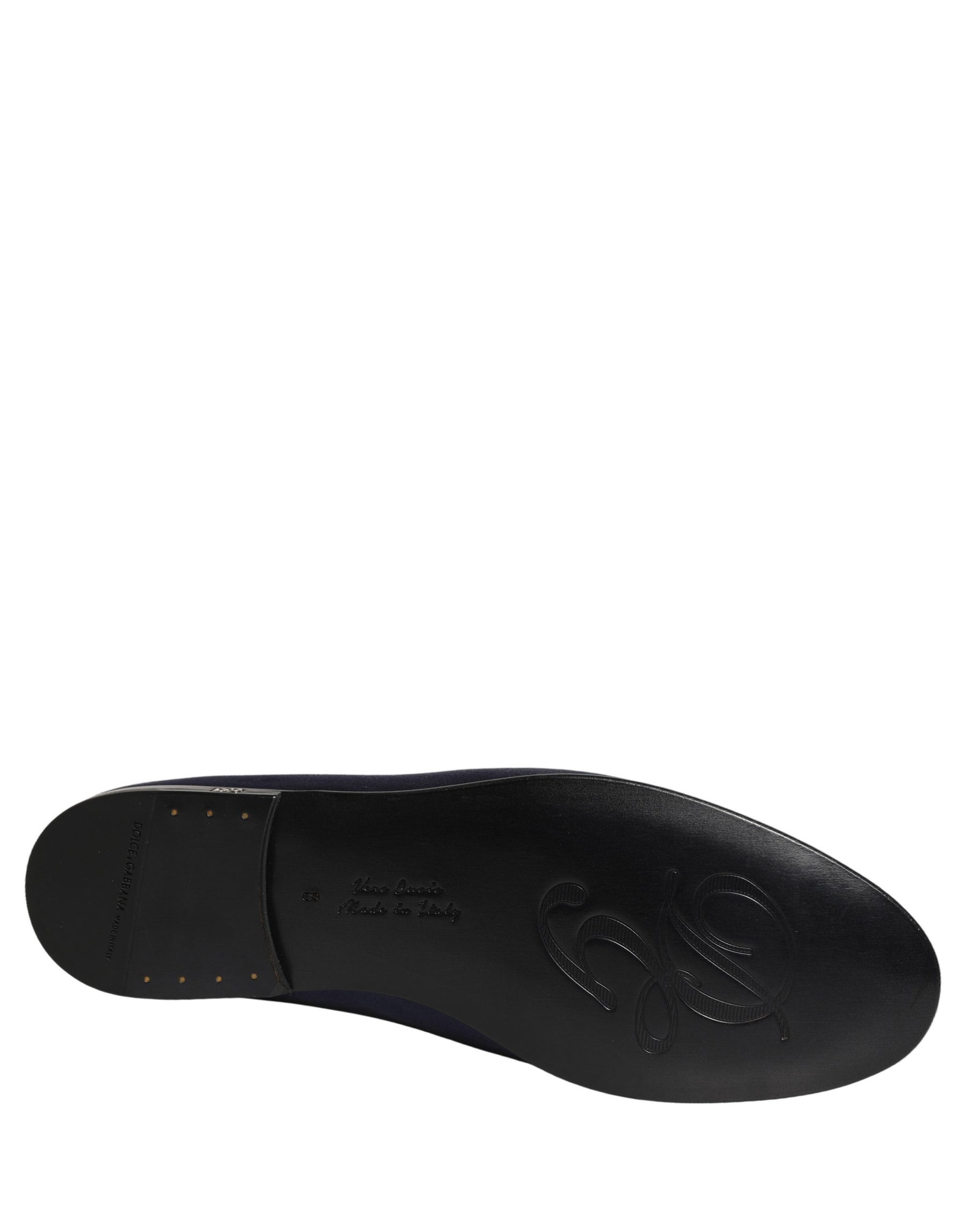 Dolce & Gabbana Blue Satin Logo Slip On Flats Loafers Shoes | Regal Royce