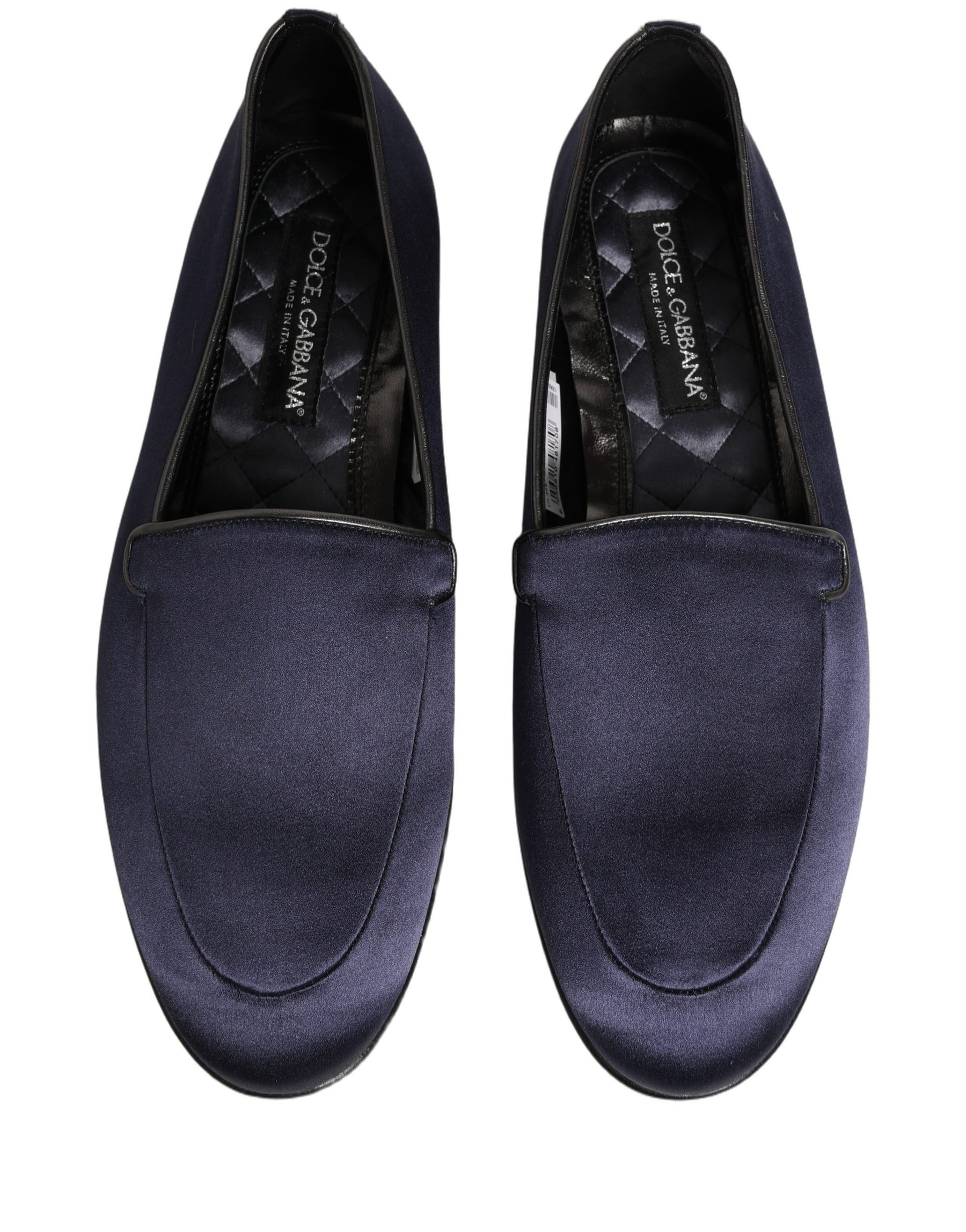 Dolce & Gabbana Blue Satin Logo Slip On Flats Loafers Shoes | Regal Royce