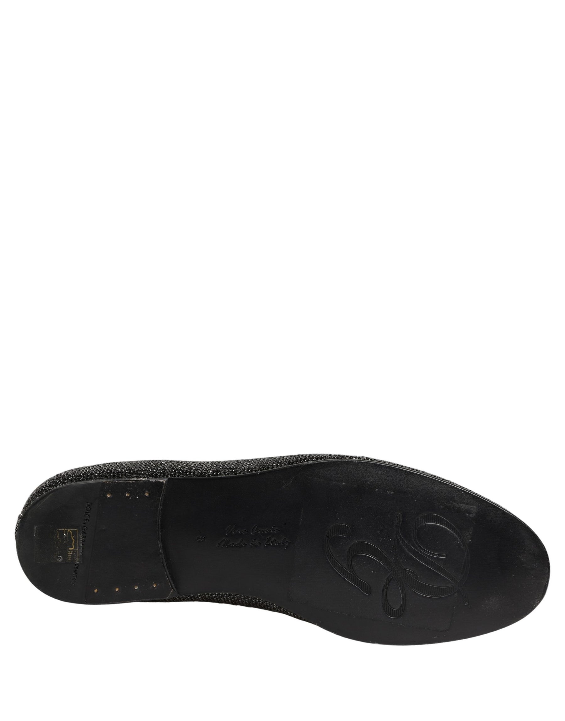 Dolce & Gabbana Black Crystal Embellished Men Loafers Shoes | Regal Royce