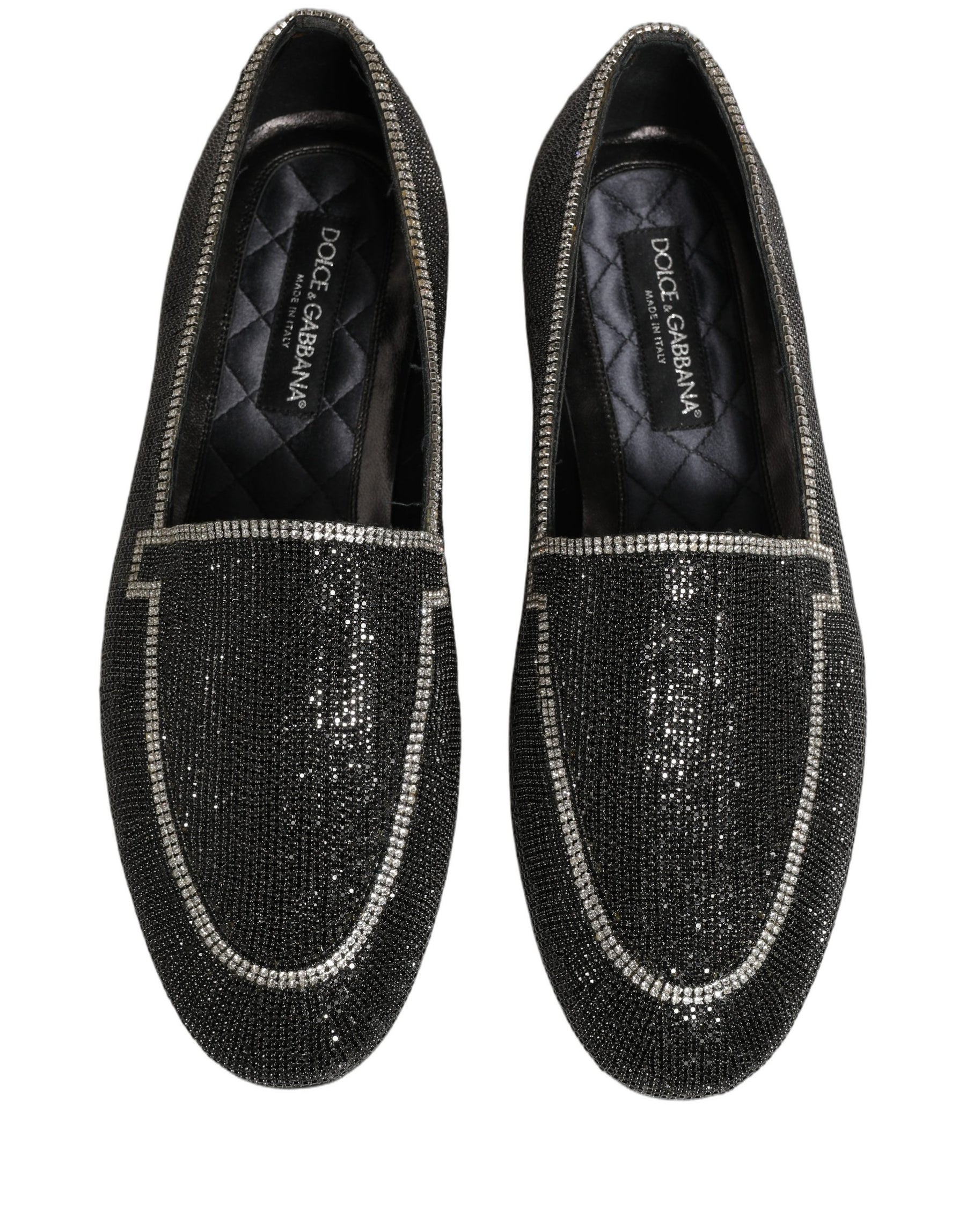 Dolce & Gabbana Black Crystal Embellished Men Loafers Shoes | Regal Royce