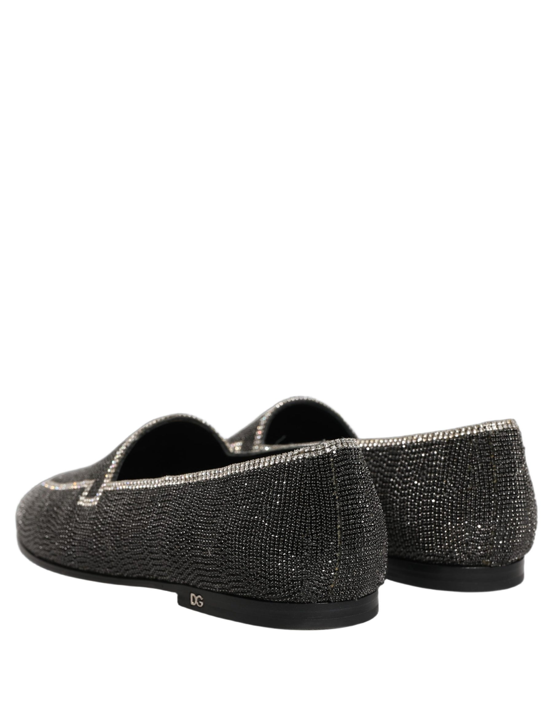 Dolce & Gabbana Black Crystal Embellished Men Loafers Shoes | Regal Royce