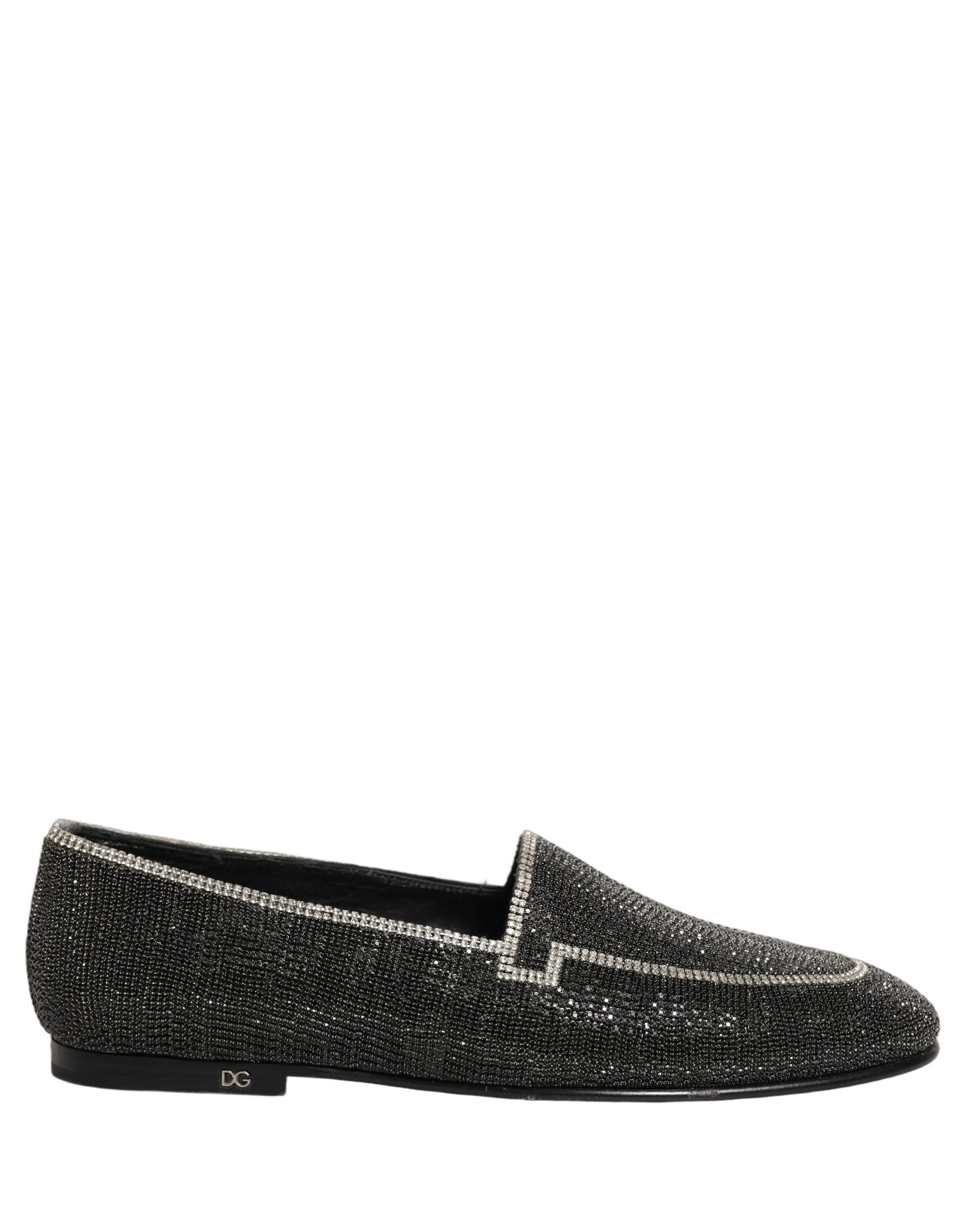 Dolce & Gabbana Black Crystal Embellished Men Loafers Shoes | Regal Royce