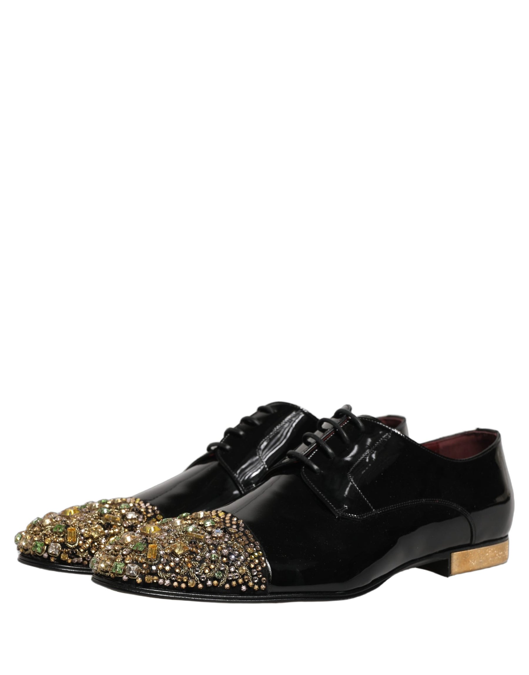 Dolce & Gabbana Black Embellished Men Derby Dress Formal Shoes | Regal Royce