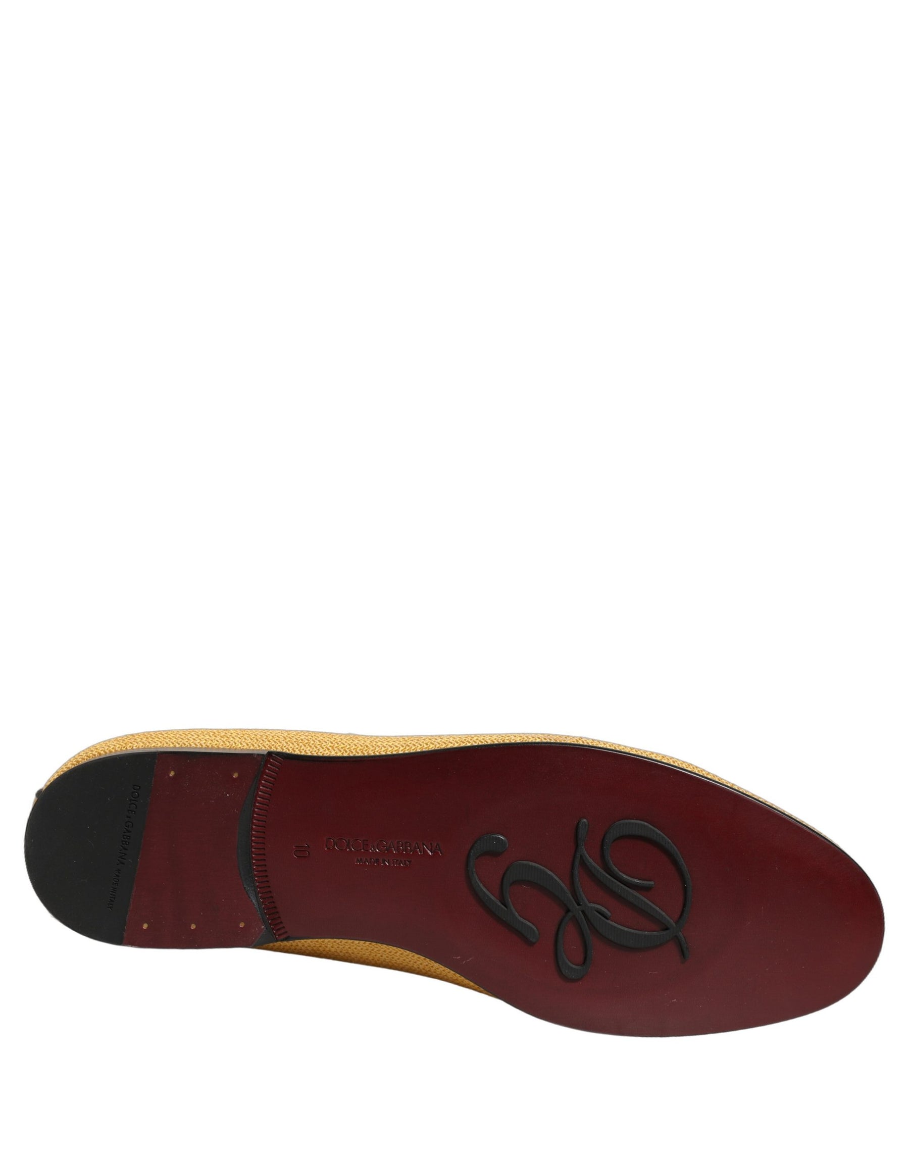 Dolce & Gabbana Yellow Woven Men Slip On Dress Loafers Shoes | Regal Royce