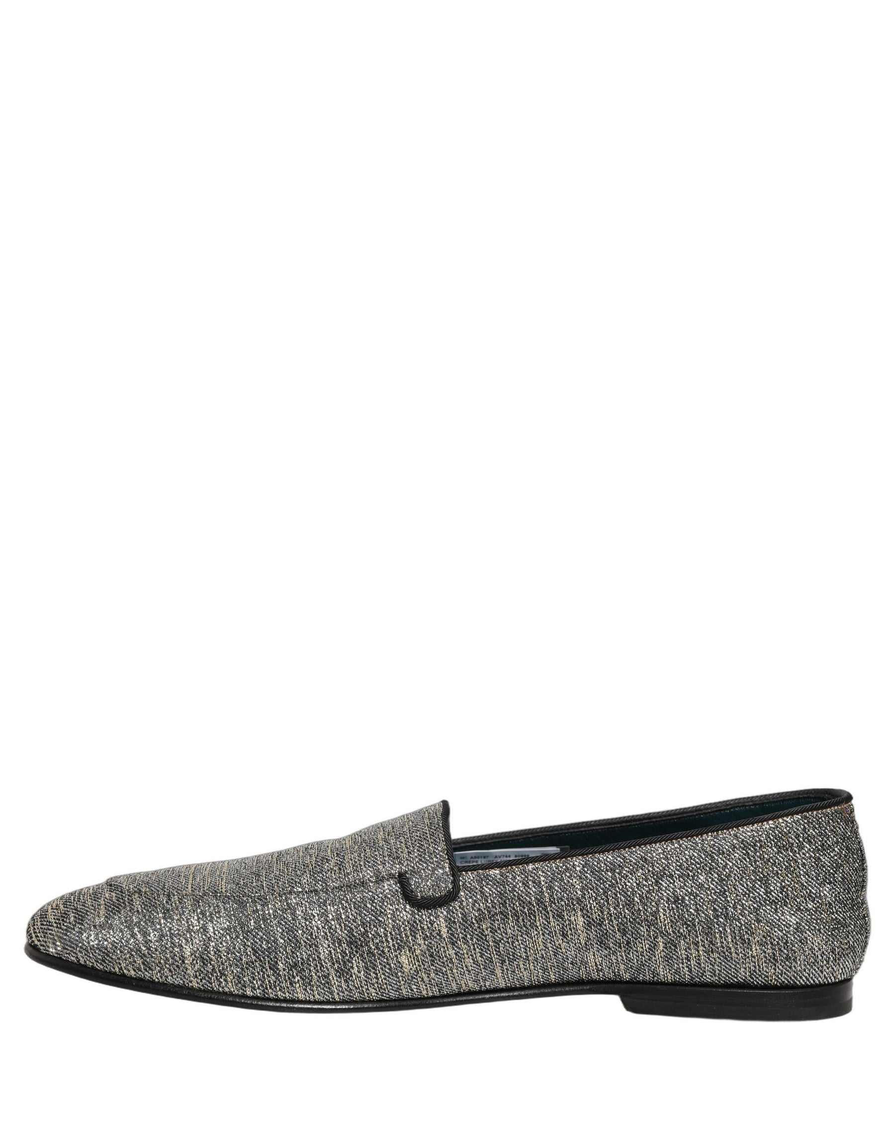 Dolce & Gabbana Gray Lurex Glitter Men Dress Loafers Shoes | Regal Royce