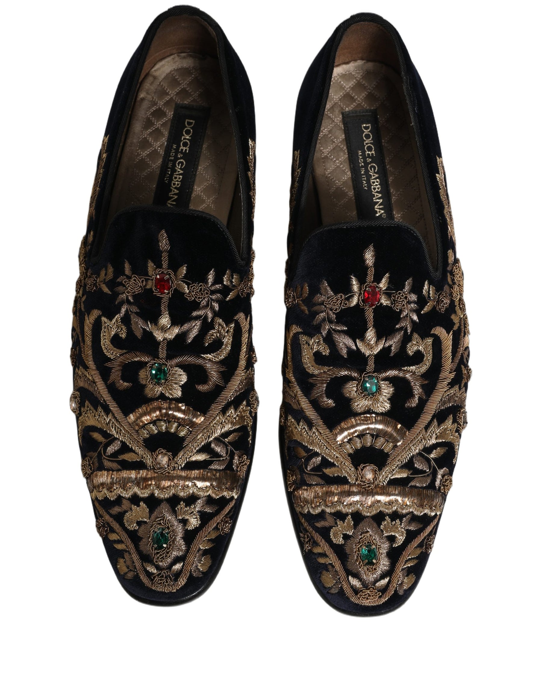 Dolce & Gabbana Black Velvet Embellished Dress Loafers Shoes | Regal Royce