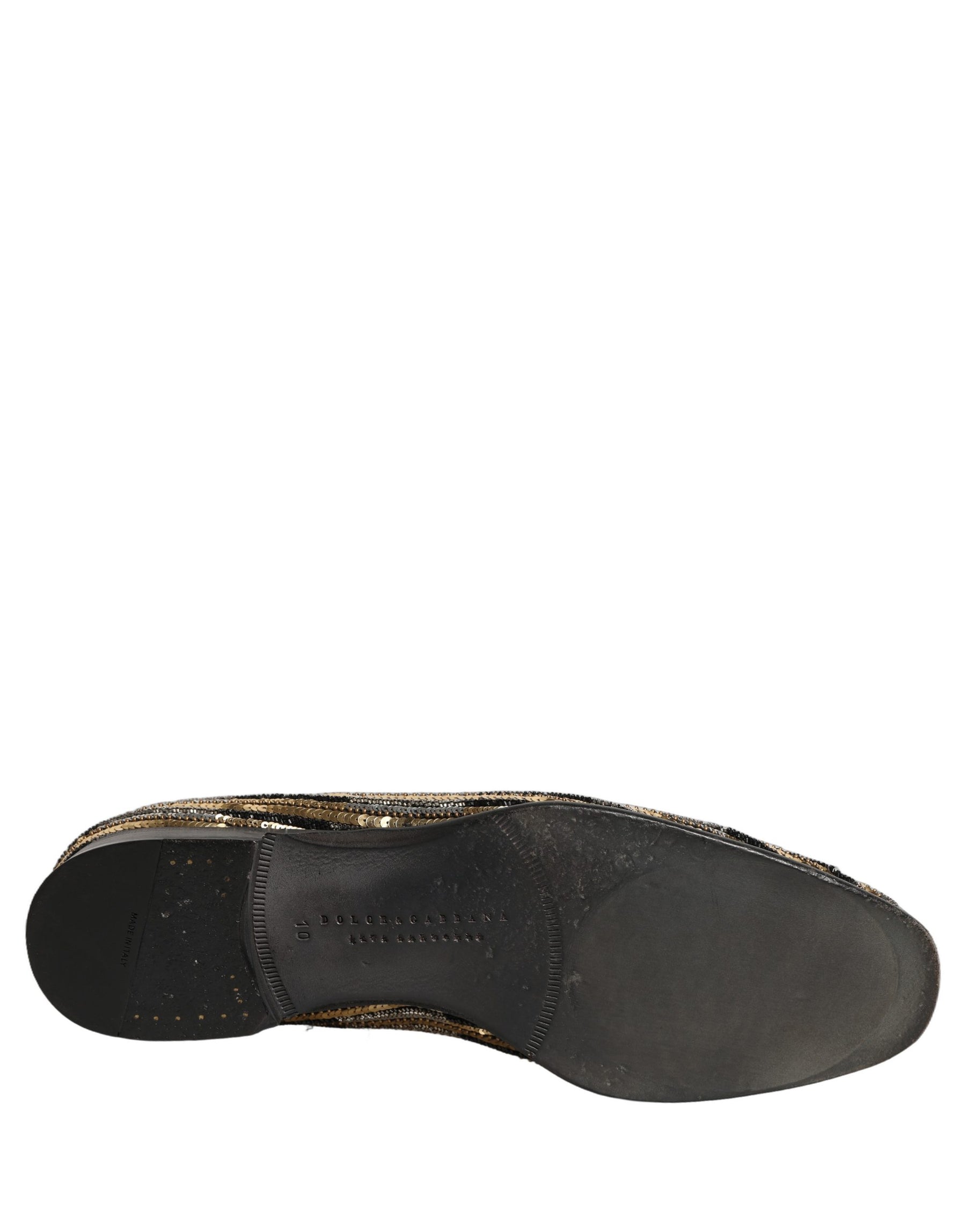 Dolce & Gabbana Gold Striped Sequin Embellished Loafer Shoes | Regal Royce