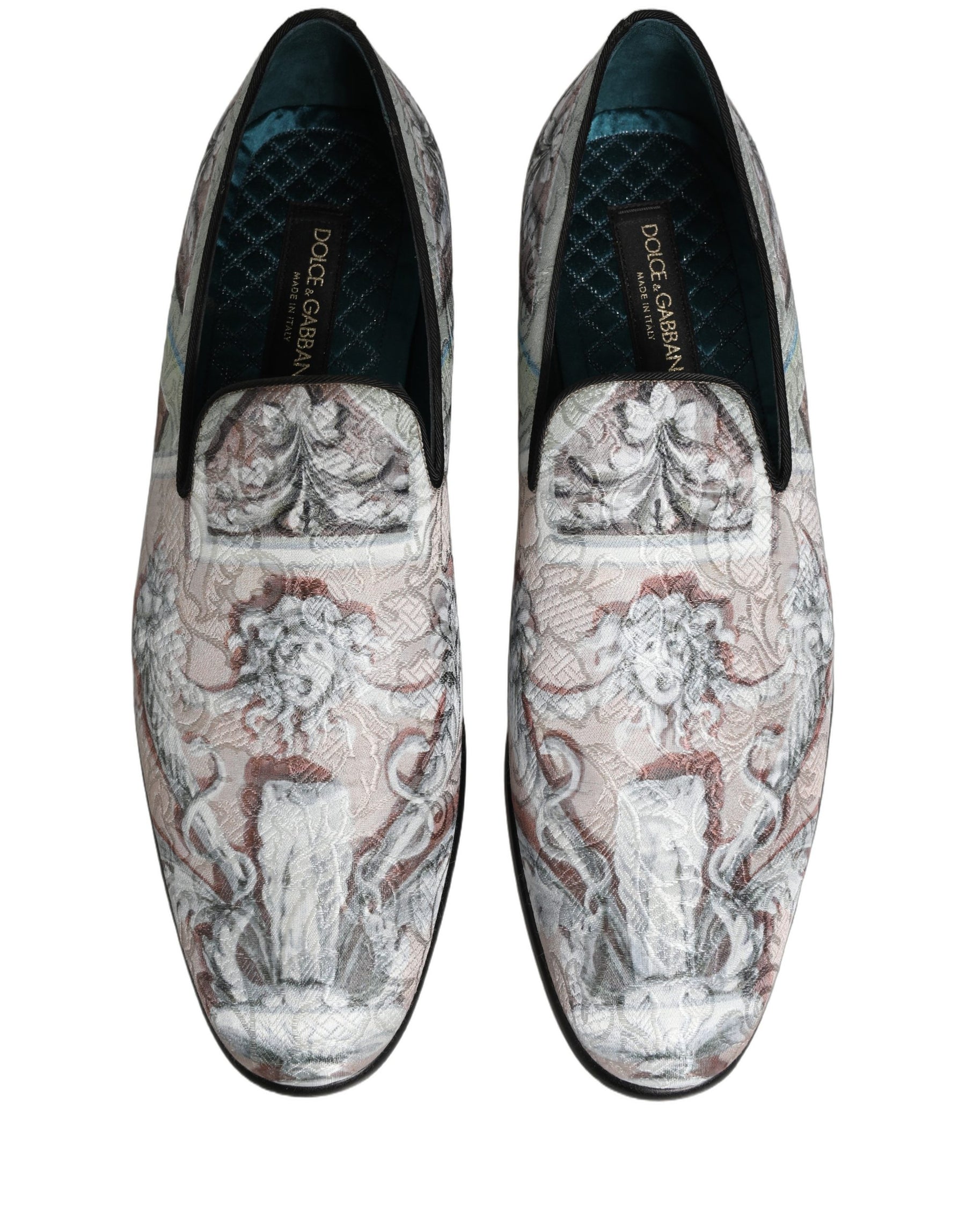 Dolce & Gabbana Multicolor Velvet Baroque Dress Loafers Shoes | Regal Royce