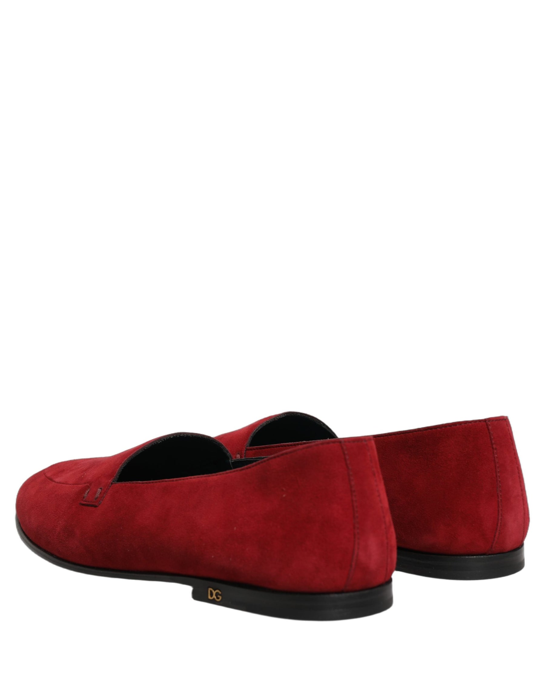 Dolce & Gabbana Red Suede Logo Slip On Flats Loafers Shoes | Regal Royce