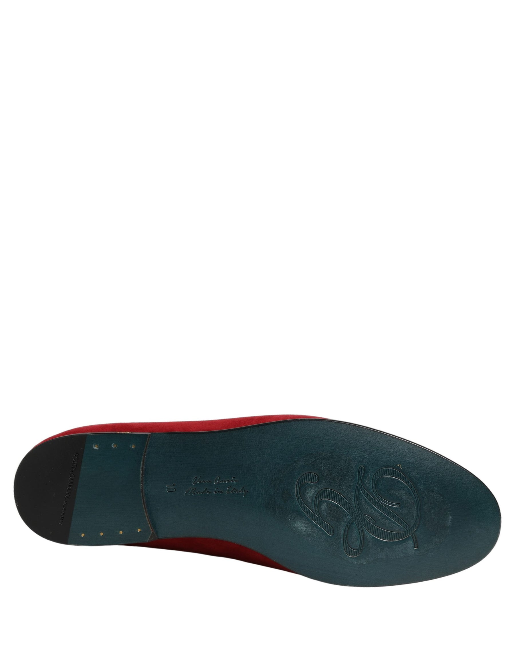 Dolce & Gabbana Red Suede Logo Slip On Flats Loafers Shoes | Regal Royce