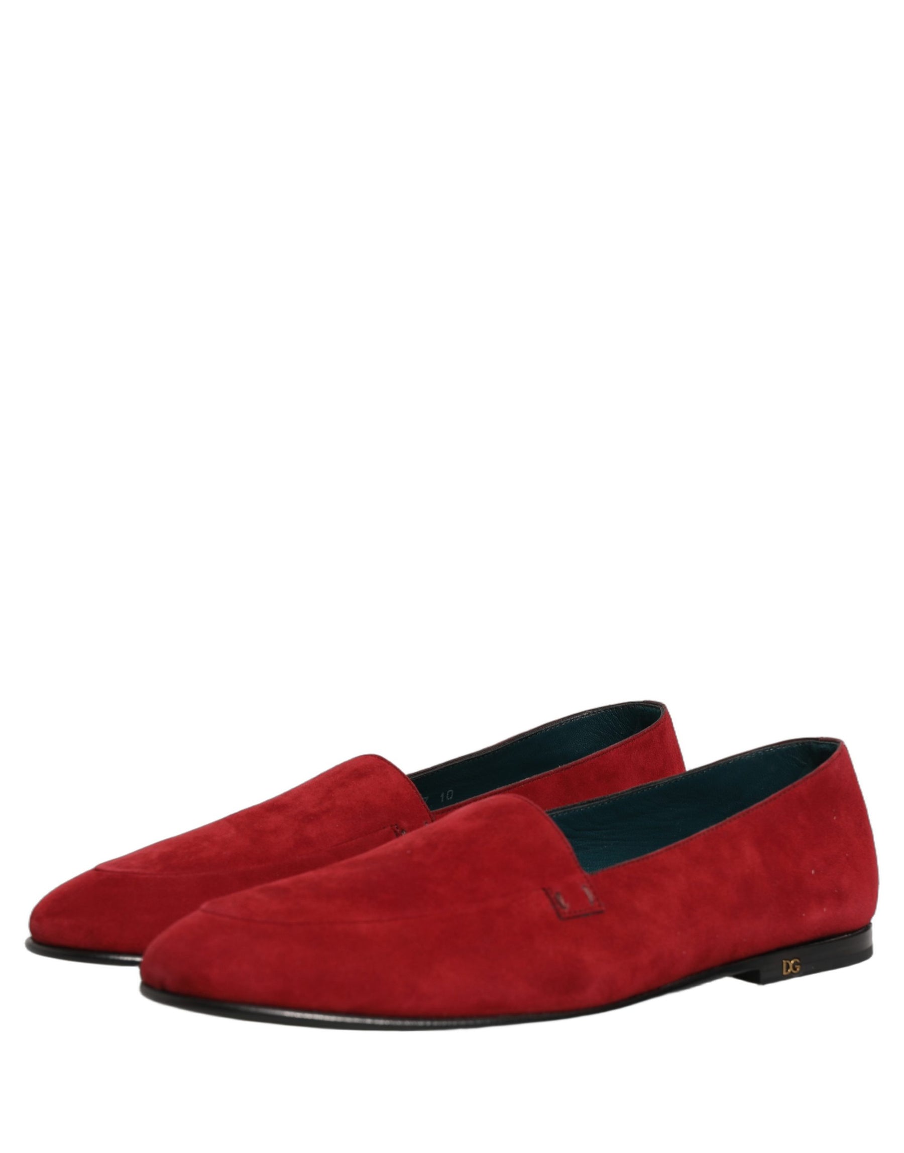 Dolce & Gabbana Red Suede Logo Slip On Flats Loafers Shoes | Regal Royce