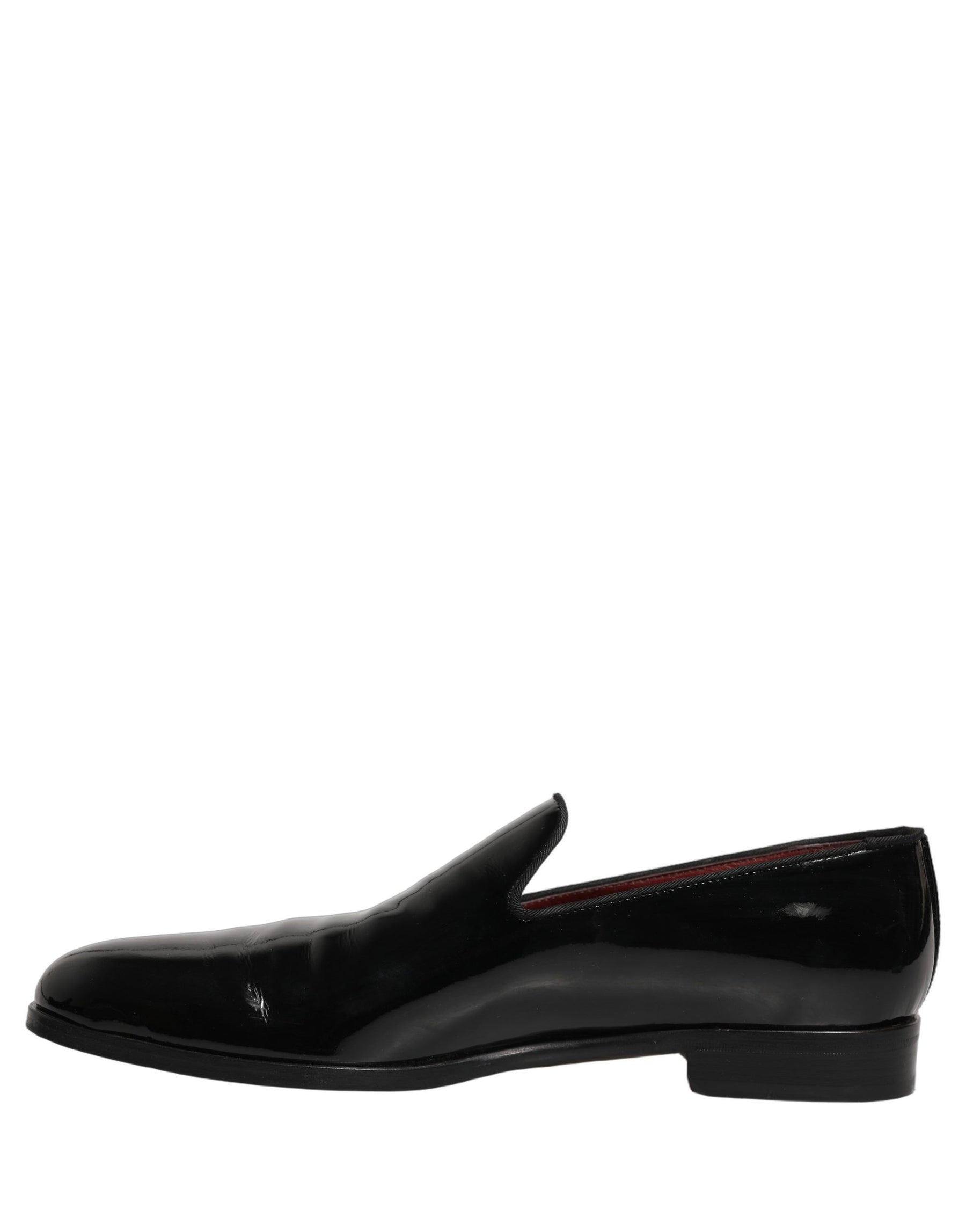 Dolce & Gabbana Black Patent Leather Men Dress Loafers Shoes | Regal Royce