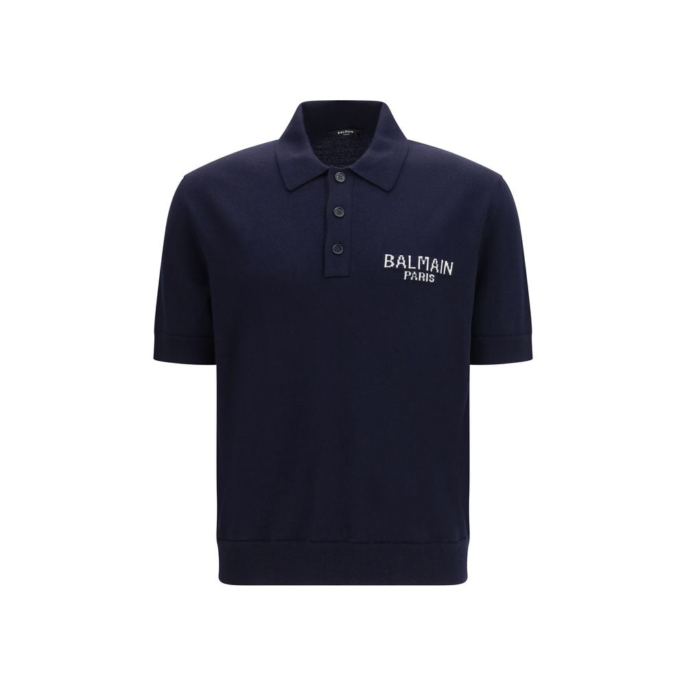 Balmain Blue Wool Oves Aries Polo Shirt | Regal Royce