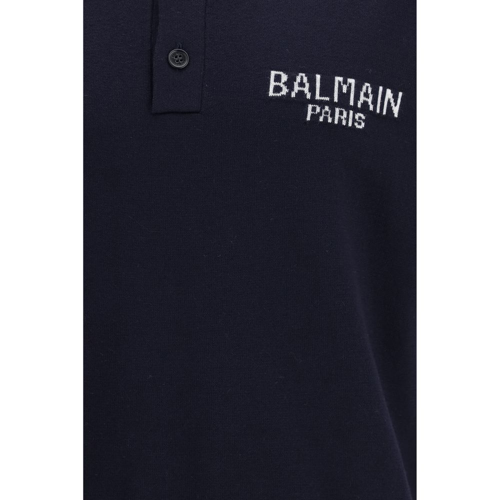 Balmain Blue Wool Oves Aries Polo Shirt | Regal Royce