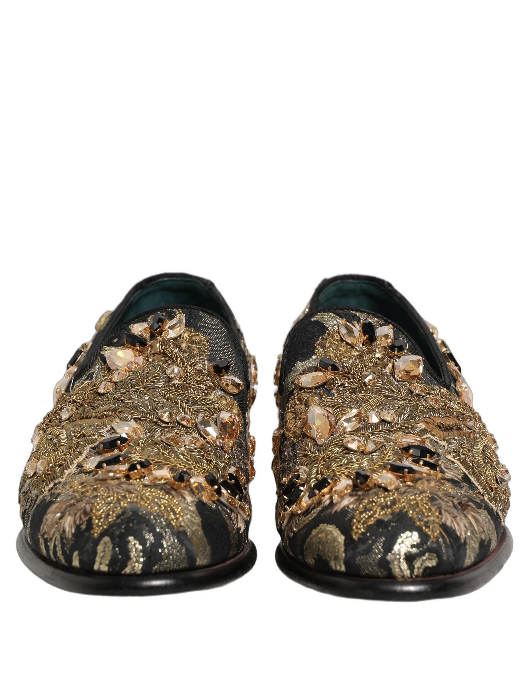 Dolce & Gabbana Black Velvet Embellished Dress Loafers Shoes | Regal Royce