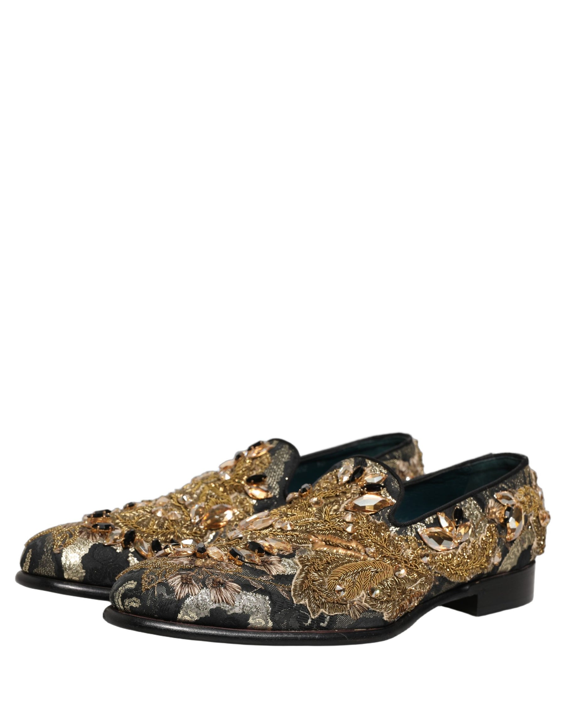 Dolce & Gabbana Black Velvet Embellished Dress Loafers Shoes | Regal Royce