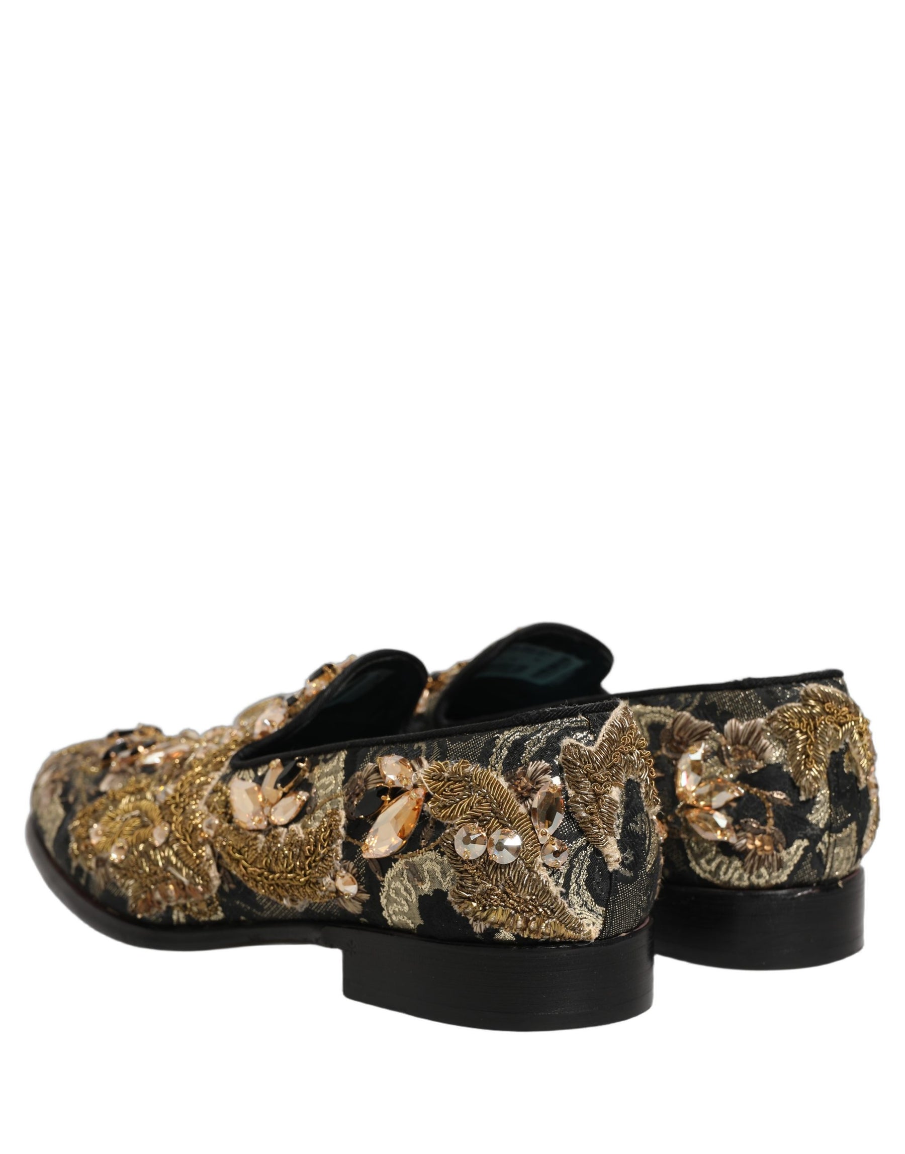 Dolce & Gabbana Black Velvet Embellished Dress Loafers Shoes | Regal Royce