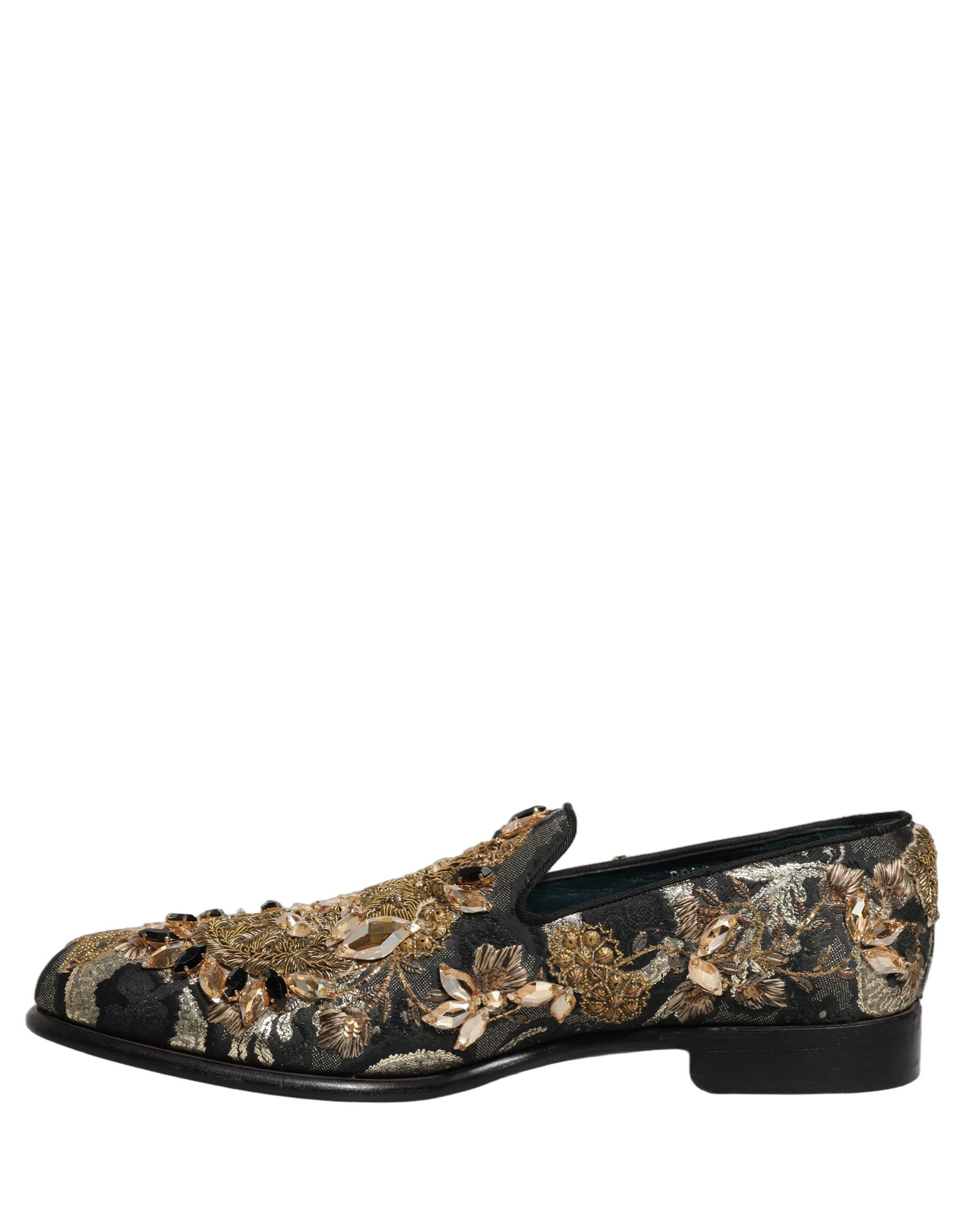 Dolce & Gabbana Black Velvet Embellished Dress Loafers Shoes | Regal Royce