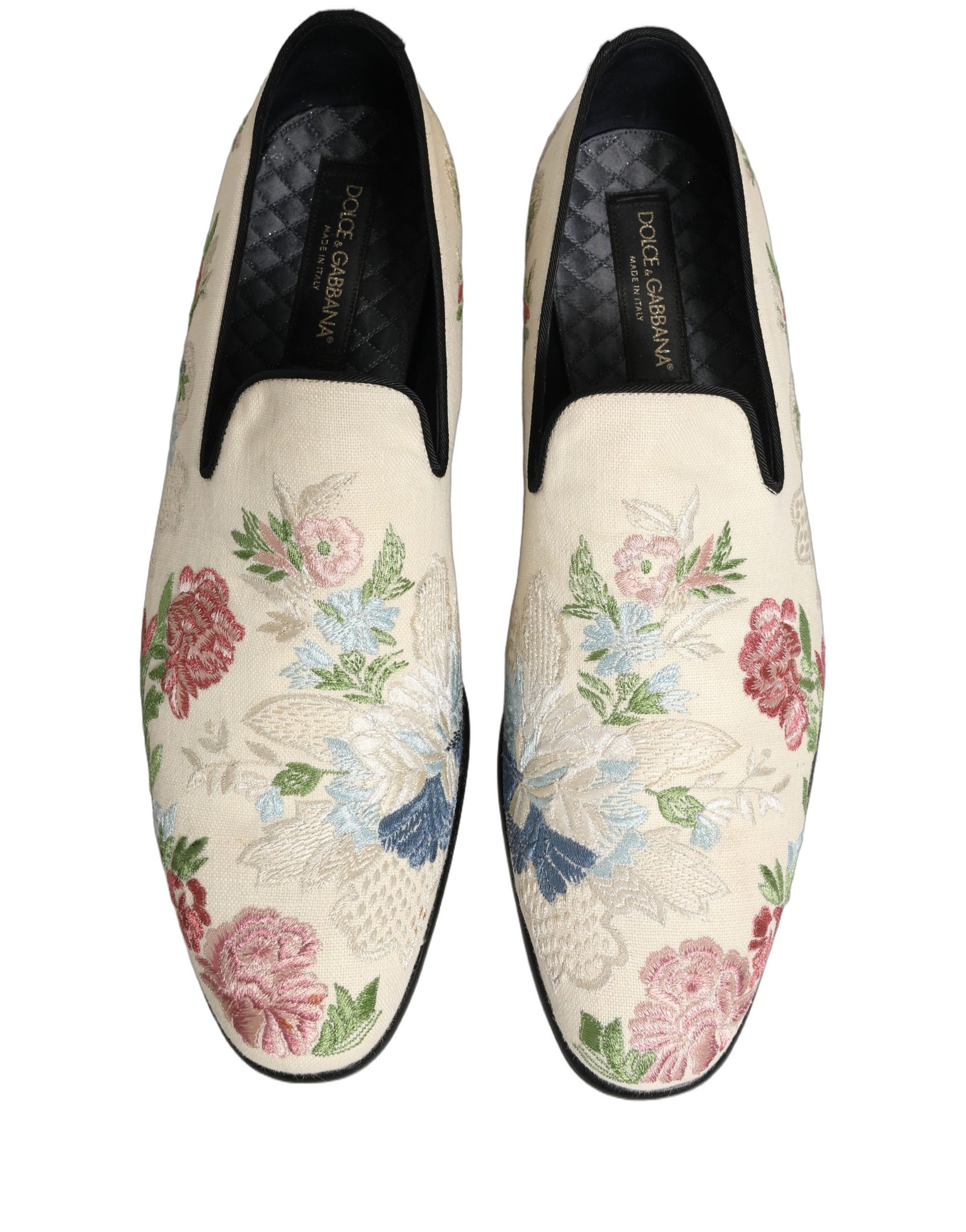 Dolce & Gabbana White Floral Embroidery Dress Loafers Shoes | Regal Royce
