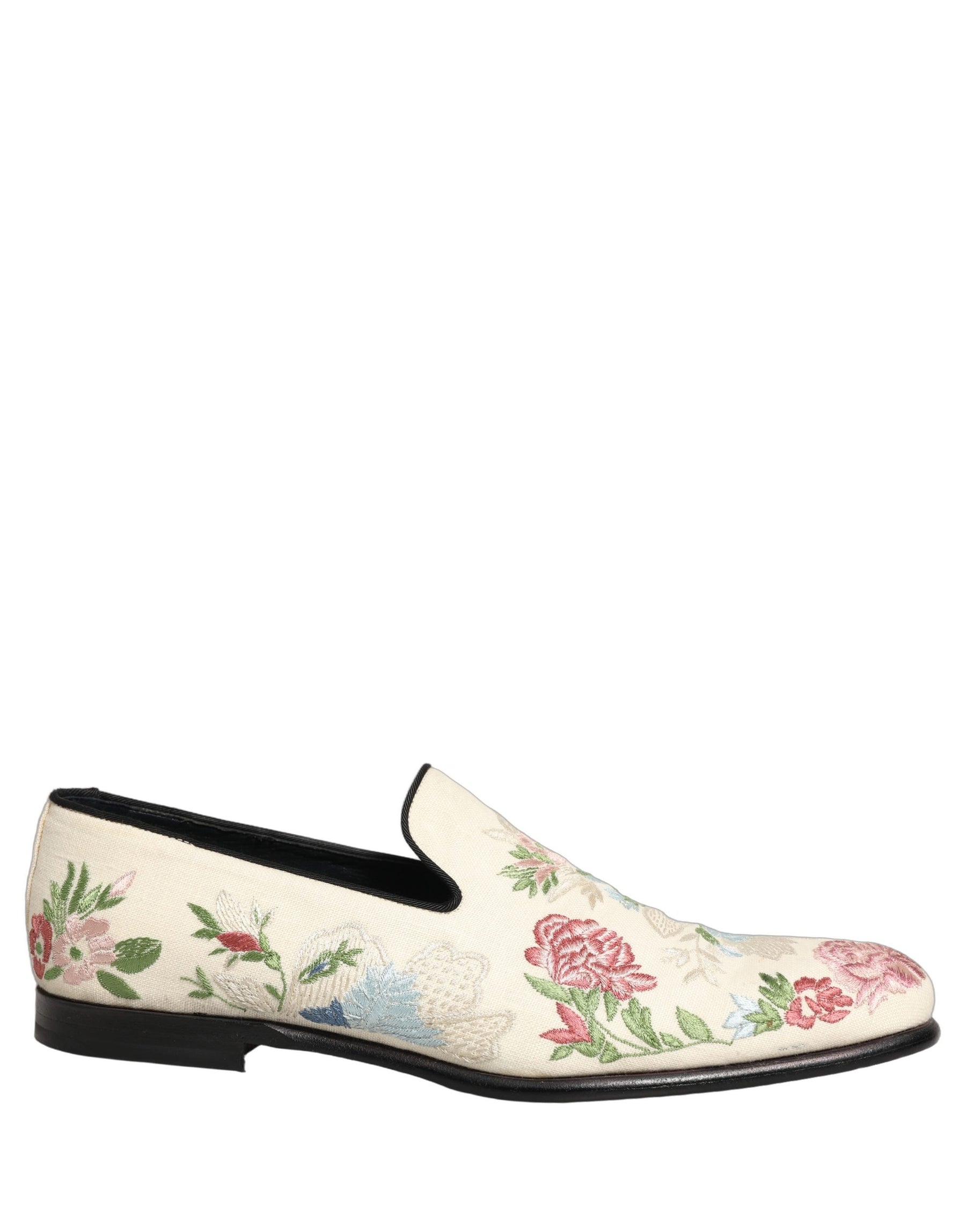 Dolce & Gabbana White Floral Embroidery Dress Loafers Shoes | Regal Royce
