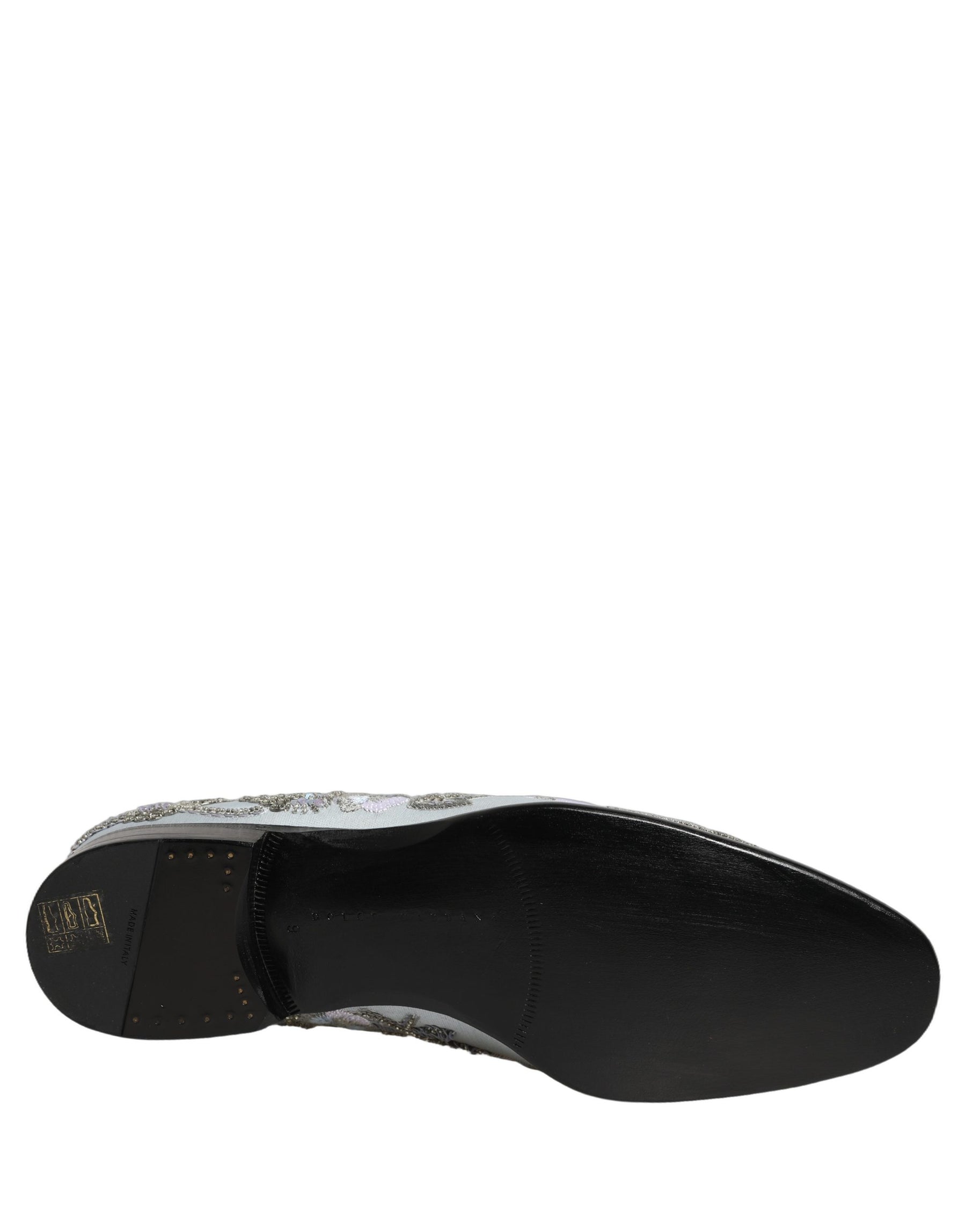 Dolce & Gabbana White Floral Embellished Men Loafers Shoes | Regal Royce