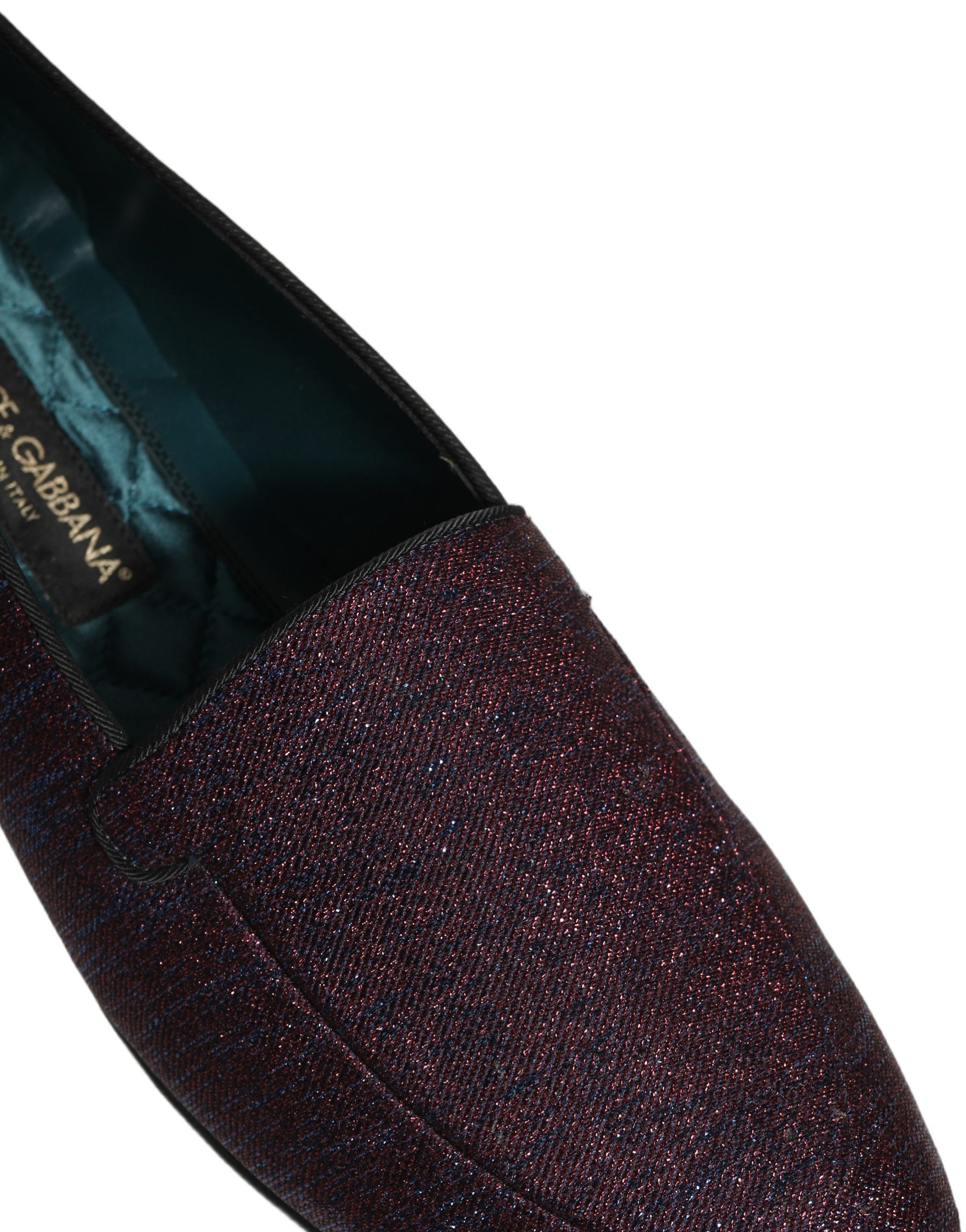 Dolce & Gabbana Maroon Glitter Lurex Logo Dress Loafers Shoes | Regal Royce