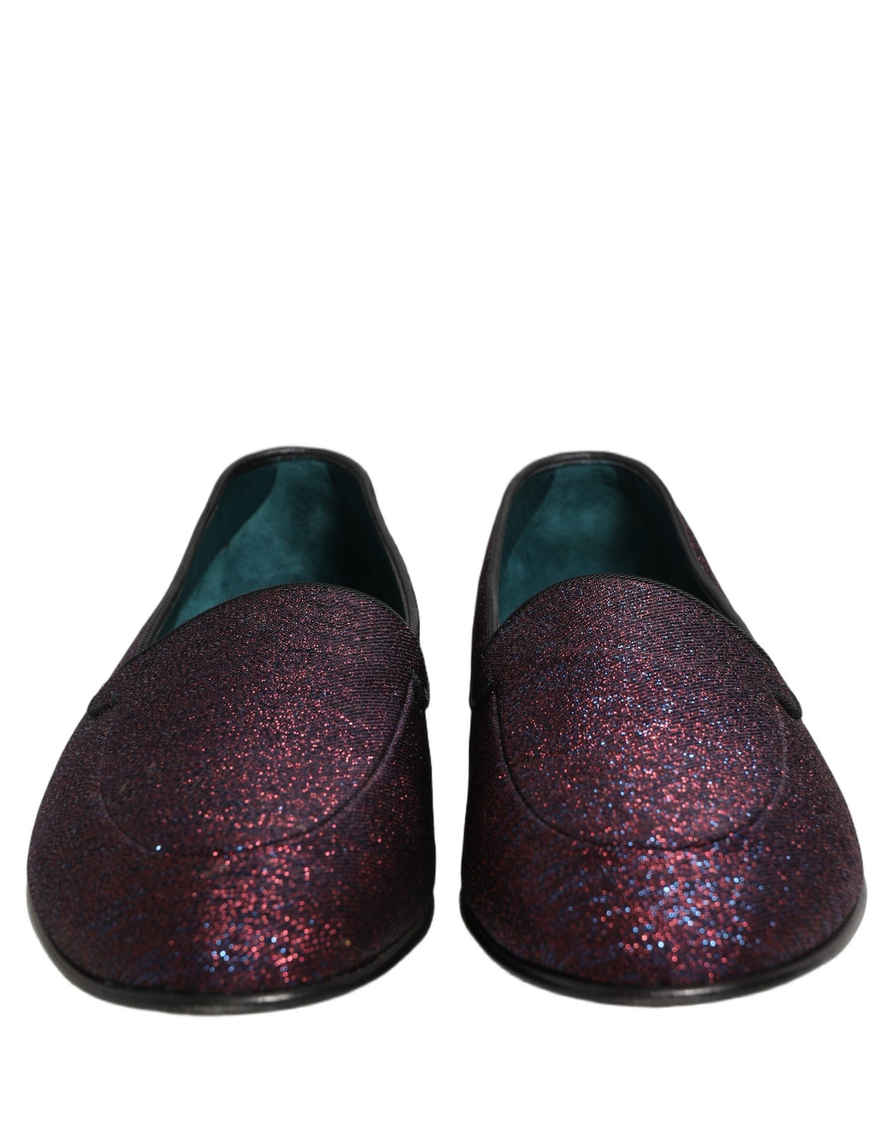 Dolce & Gabbana Maroon Glitter Lurex Logo Dress Loafers Shoes | Regal Royce