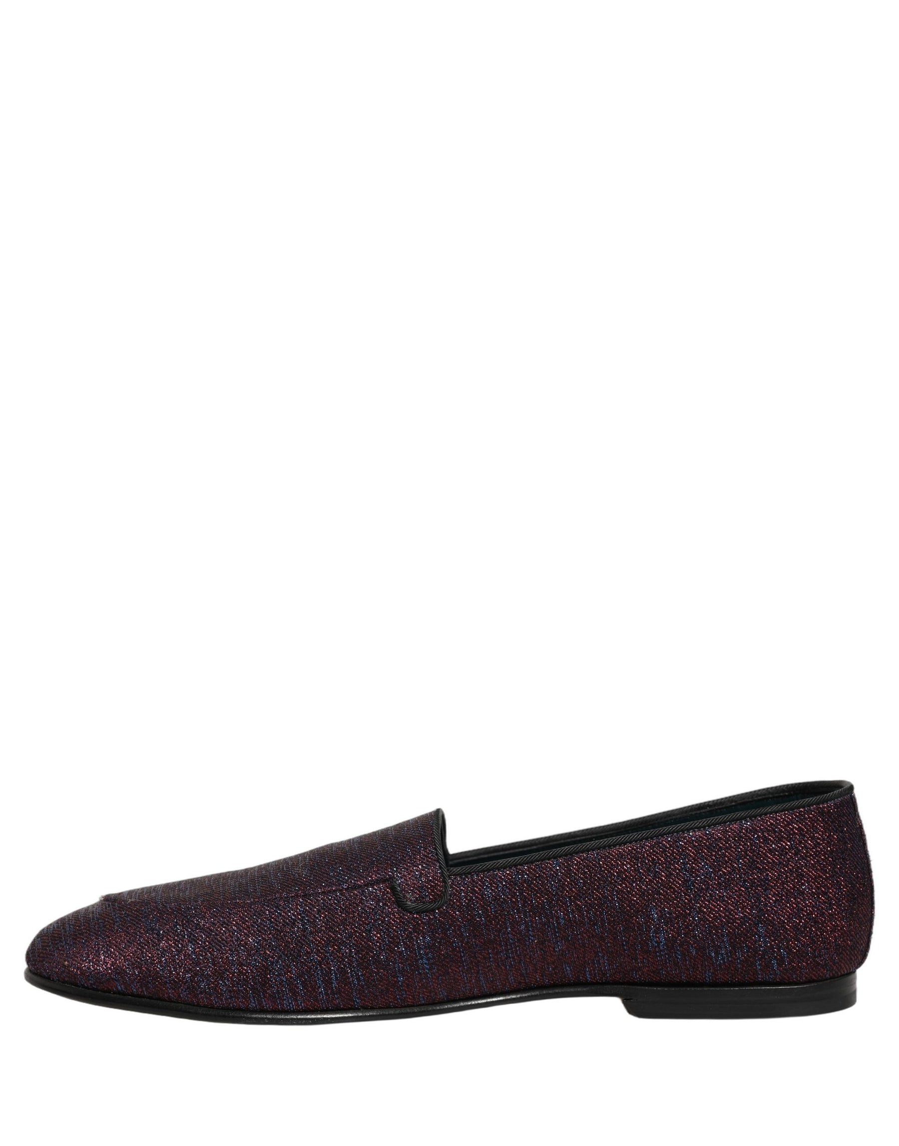 Dolce & Gabbana Maroon Glitter Lurex Logo Dress Loafers Shoes | Regal Royce