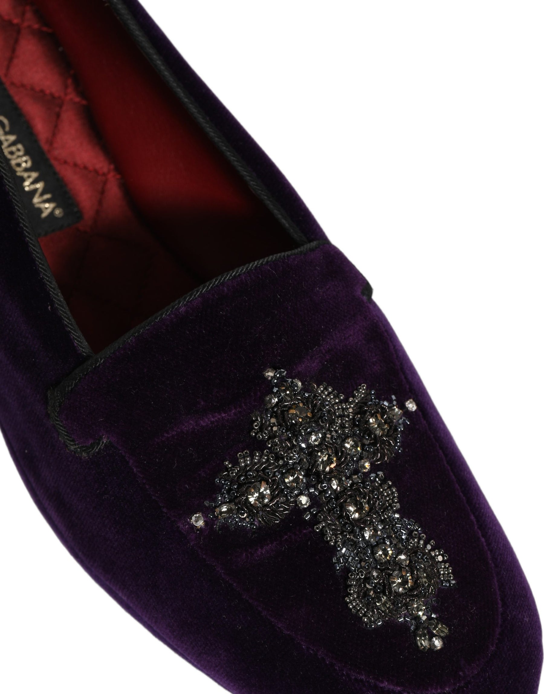 Dolce & Gabbana Violet Suede Embellished Dress Loafers Shoes | Regal Royce