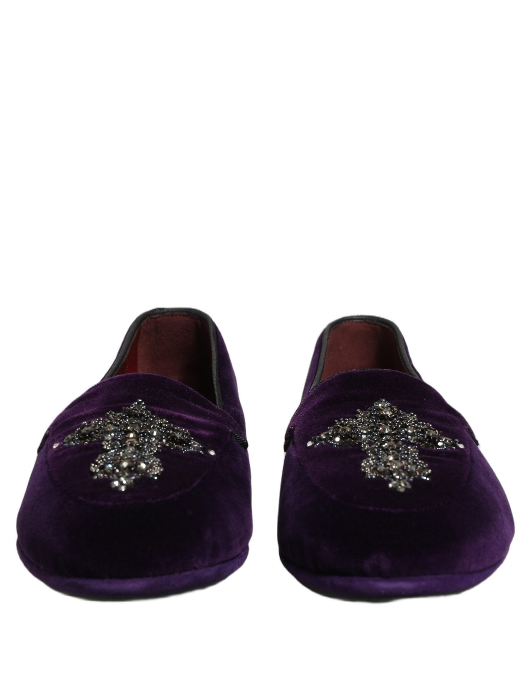 Dolce & Gabbana Violet Suede Embellished Dress Loafers Shoes | Regal Royce